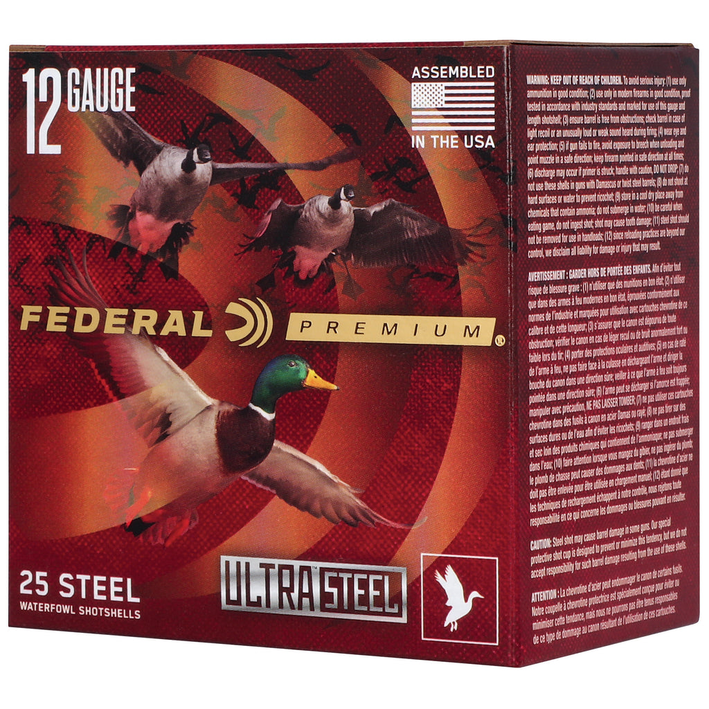 Federal Premium Ultra Steel 12 Gauge 3-Inch #2 Steel Shot Shells – 1 1/4 oz, 25 Rounds per Box