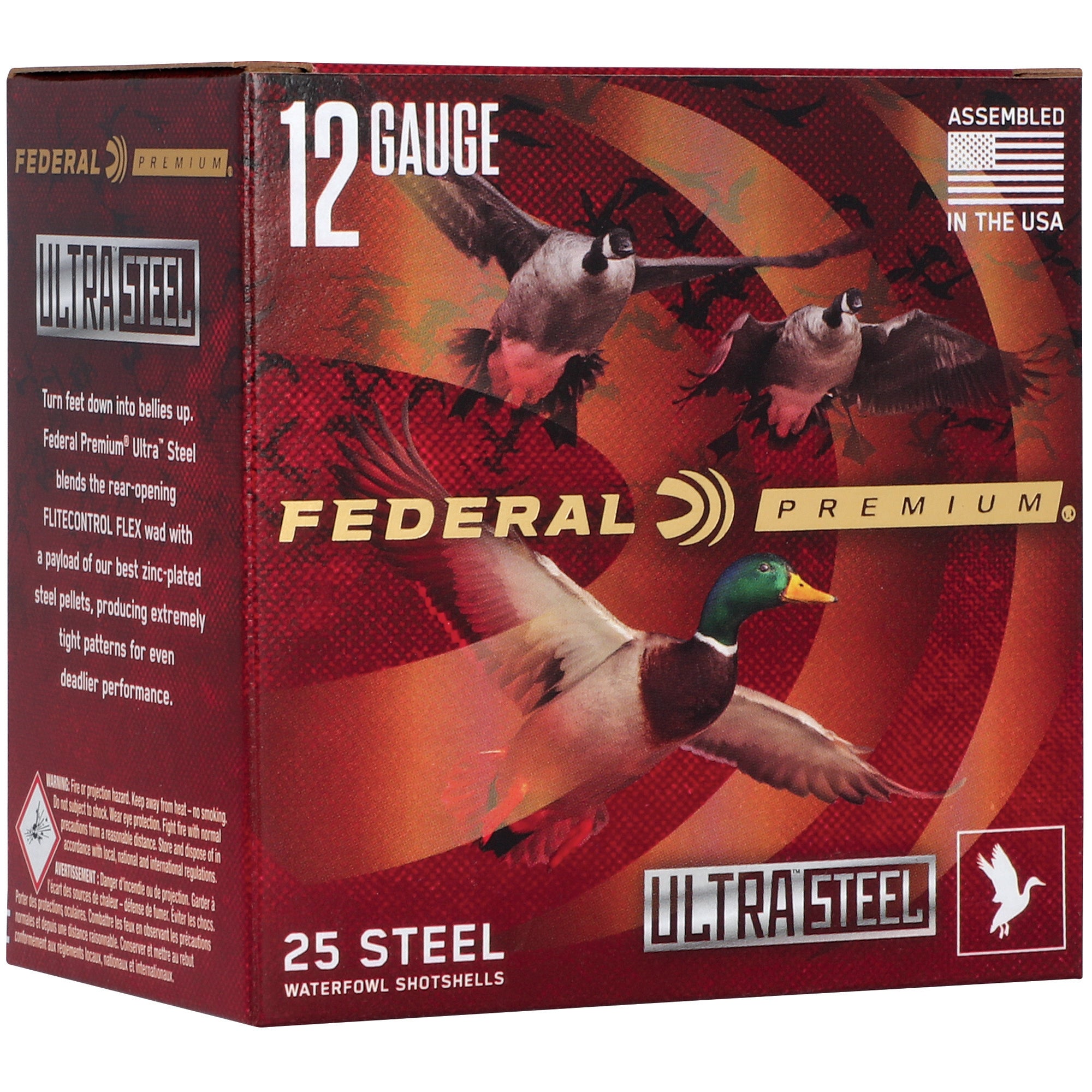 Federal Premium Ultra Steel 12 Gauge 3-Inch #2 Steel Shot Shells – 1 1/4 oz, 25 Rounds per Box