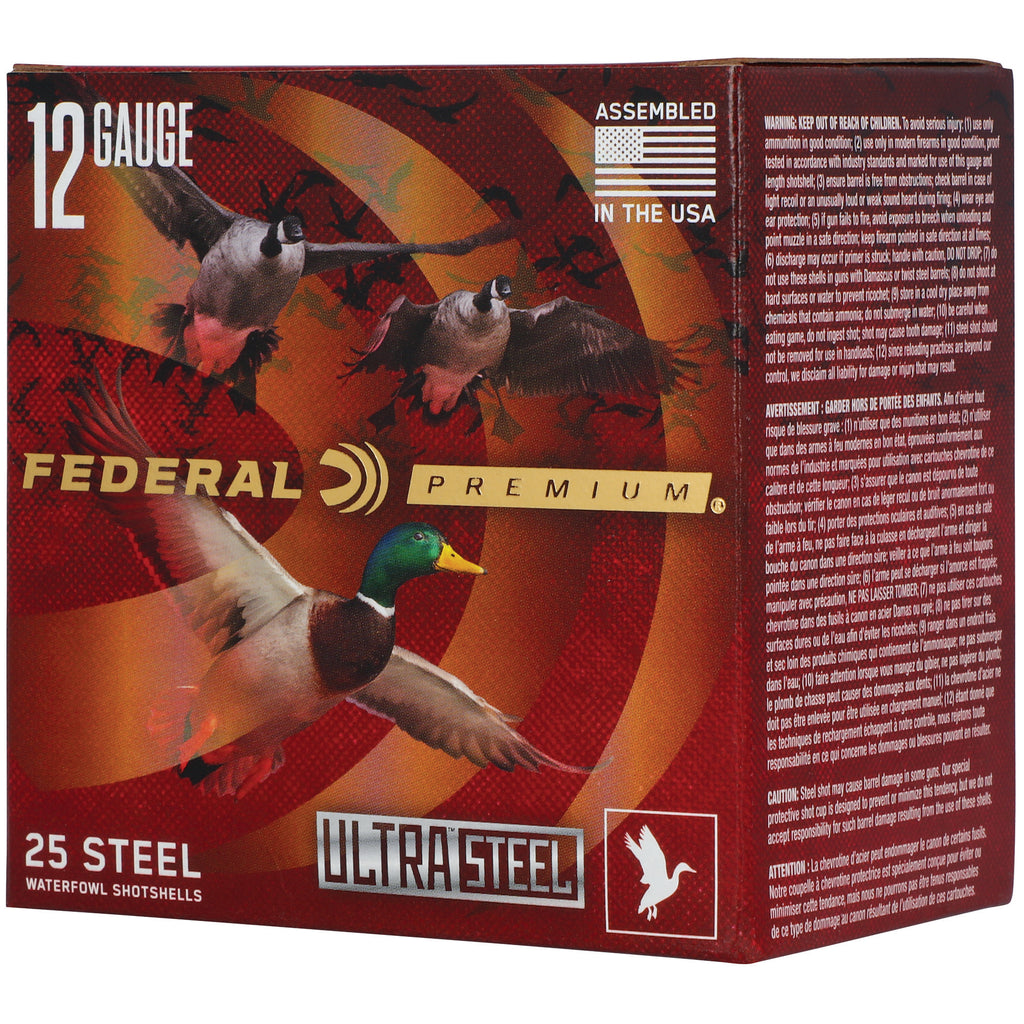 Federal Premium Ultra Steel 12 Gauge BB Steel Shot Shells – 1 1/4 oz, 25 Rounds per Box
