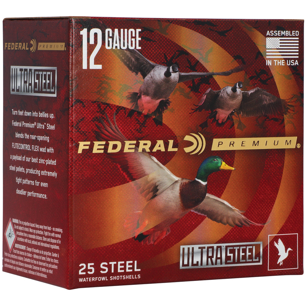 Federal Premium Ultra Steel 12 Gauge BB Steel Shot Shells – 1 1/4 oz, 25 Rounds per Box