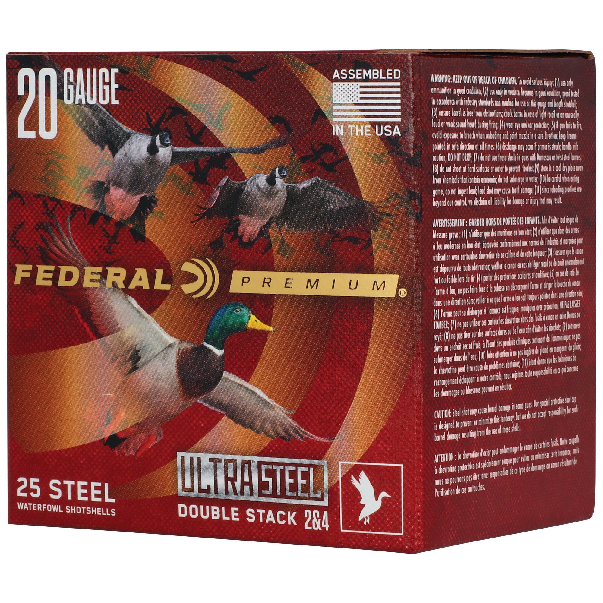 Federal Premium Ultra Steel 20 Gauge 3-inch 1 oz Steel Shot Shells - #2 and #4
