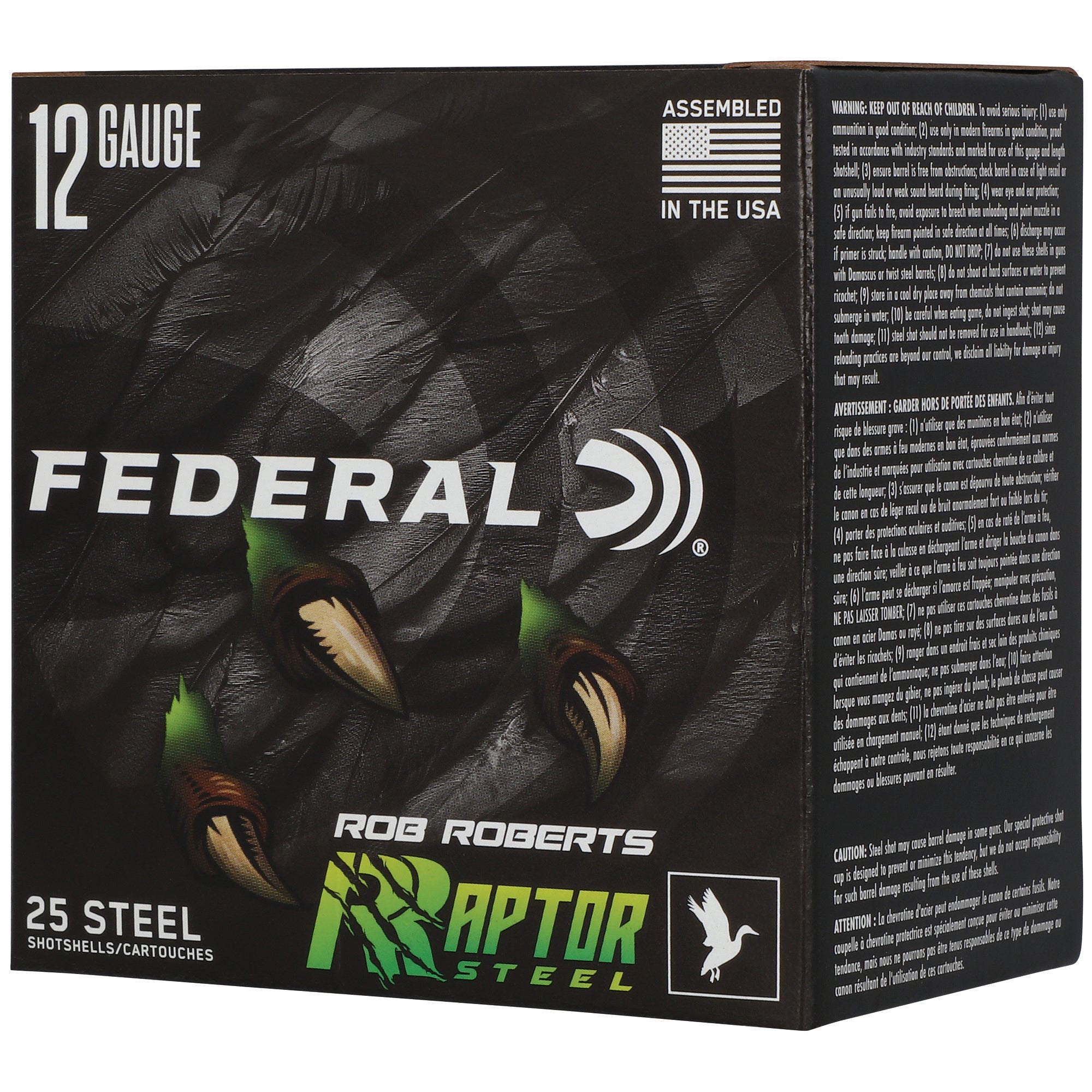 Federal Raptor Steel 12 Gauge 3 - 1 3/8 oz #3 Steel Shot Ammunition