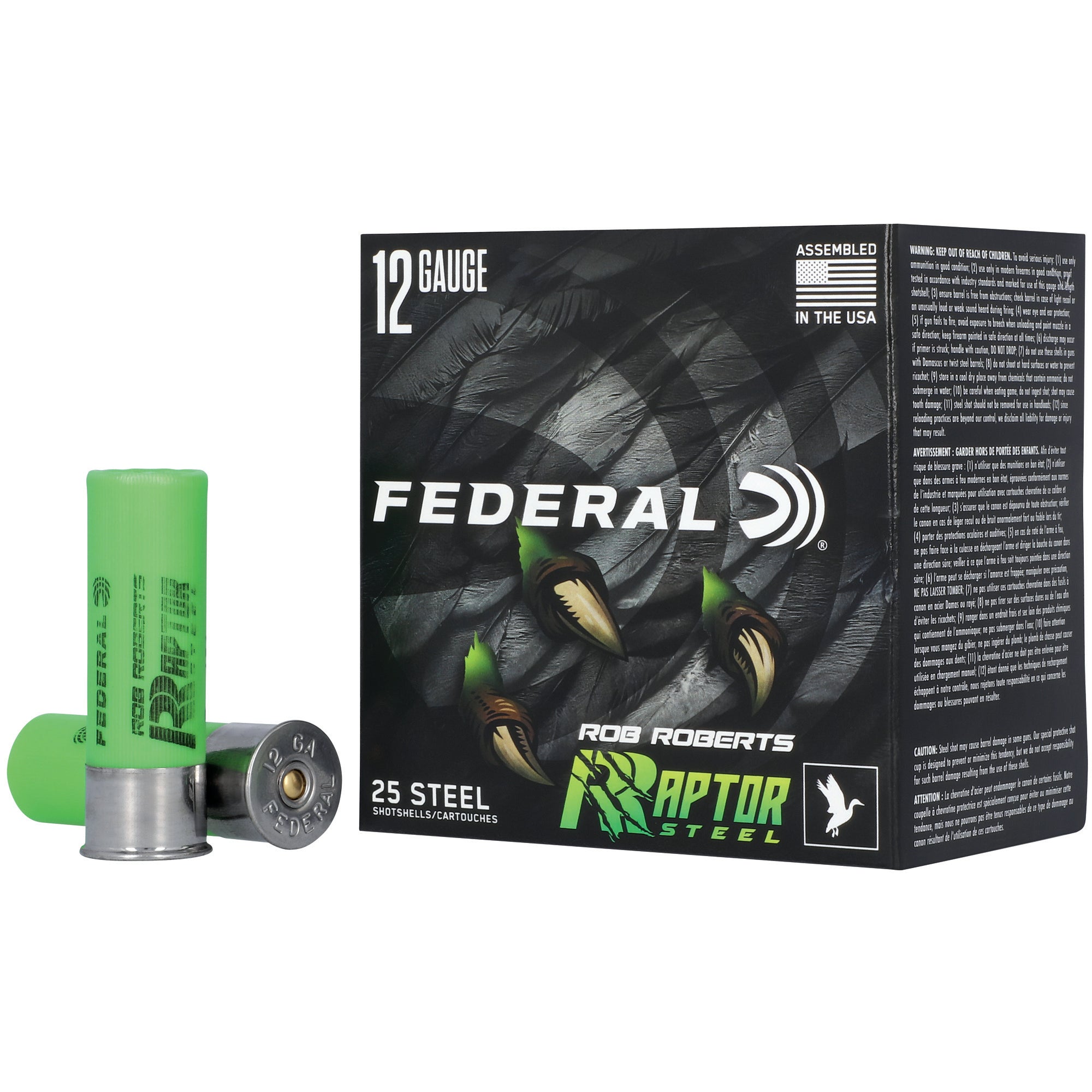 Federal Raptor Steel 12 Gauge 3-inch 1 3/8 oz #4 Steel Shot Ammunition (25 Rounds per Box)