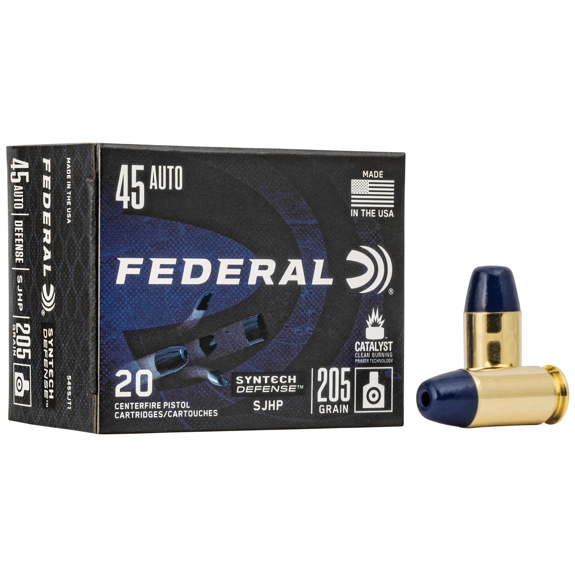 Federal Syntech Defense .45 ACP 205 Grain Semi-Jacketed Hollow Point Ammunition - 20 Rounds