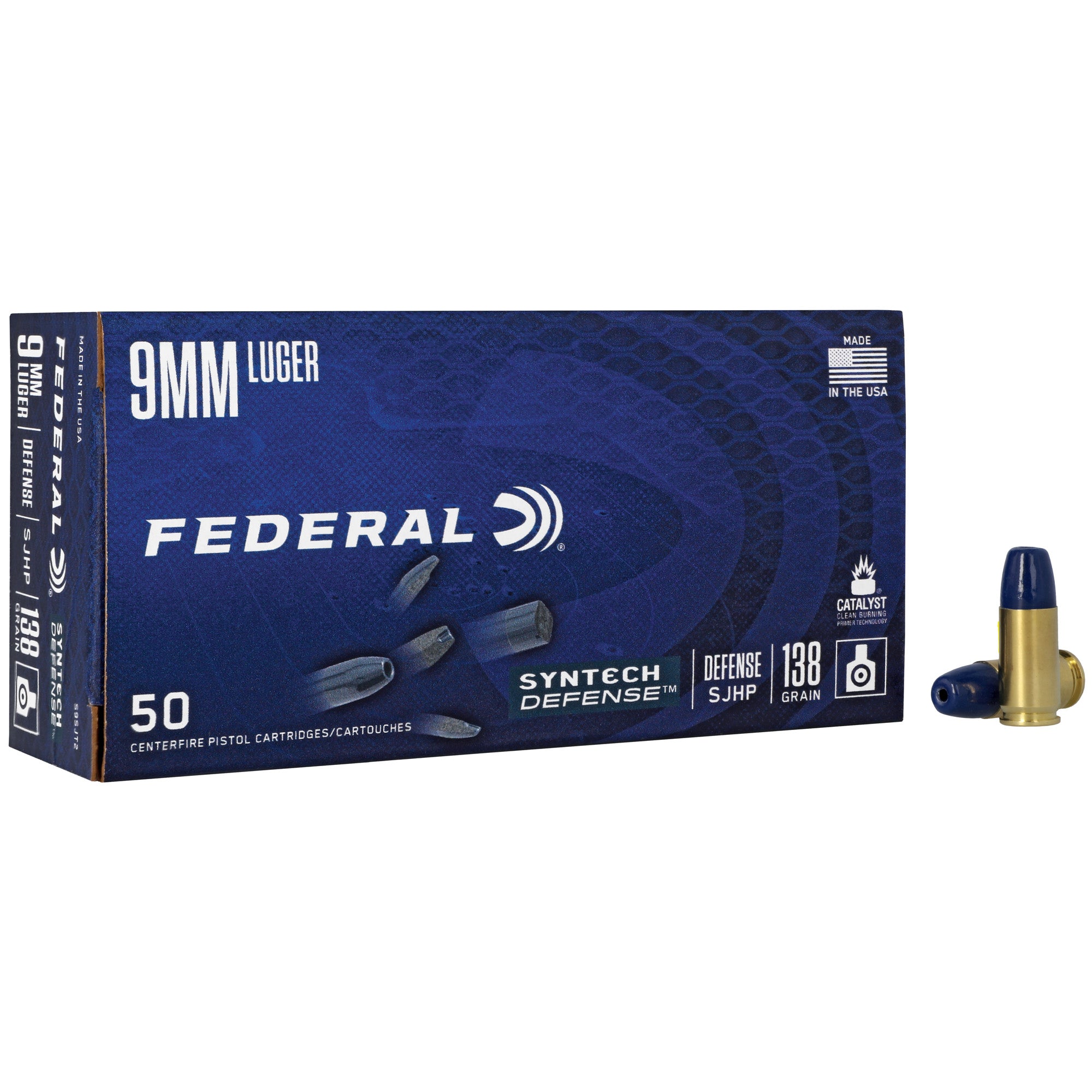 Federal Syntech Defense 9mm 138 Grain Semi-Jacketed Hollow Point Ammunition – 50 Rounds