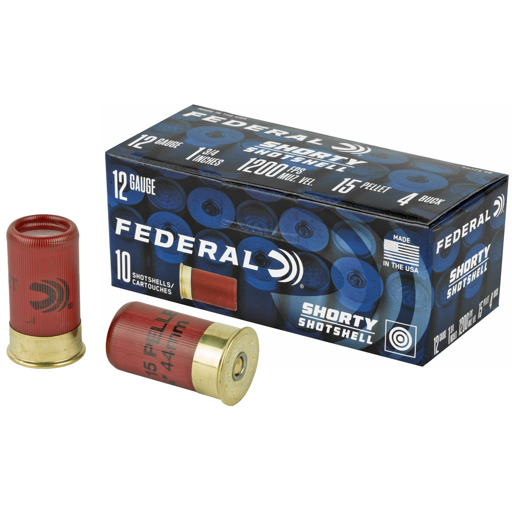 Federal Shorty Shotshell 12 Gauge 1.75 inch 4 Buck – 10 Rounds per Box