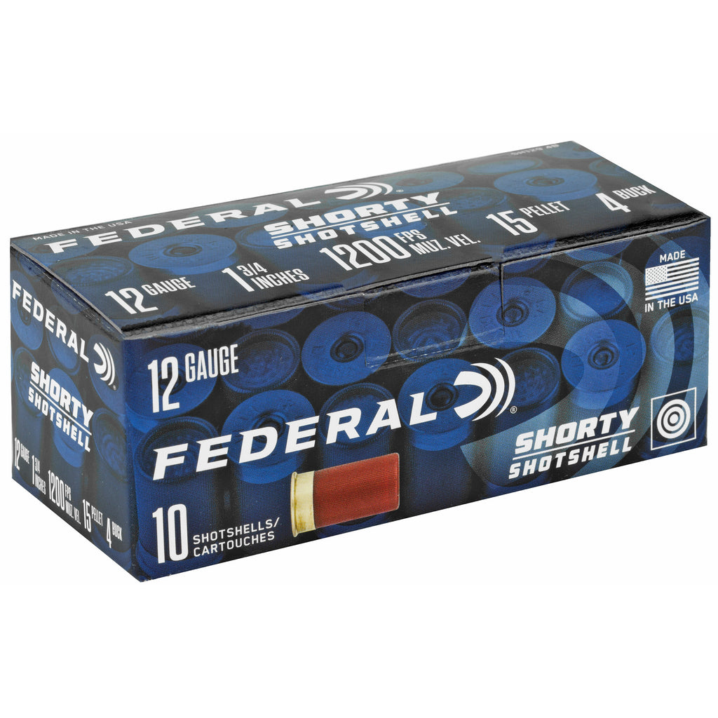 Federal Shorty Shotshell 12 Gauge 1.75 inch 4 Buck – 10 Rounds per Box