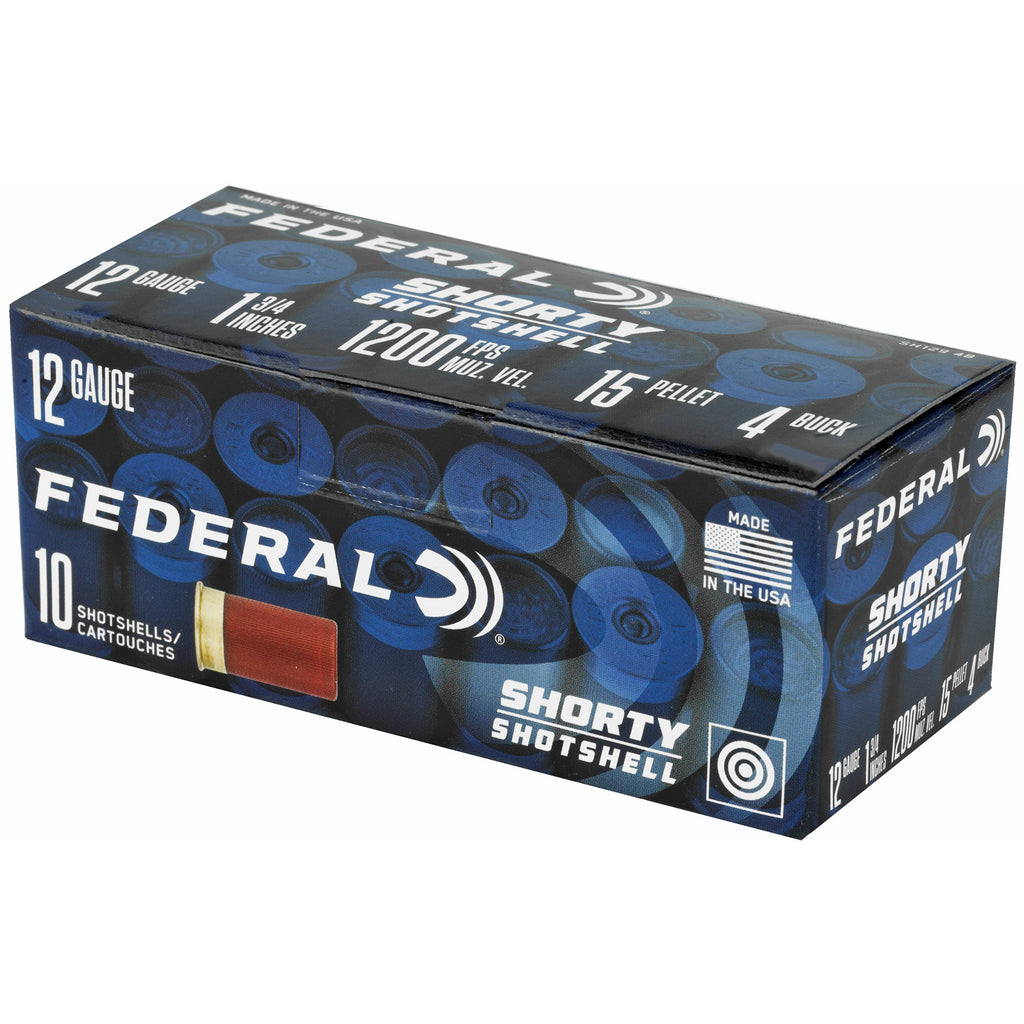 Federal Shorty Shotshell 12 Gauge 1.75 inch 4 Buck – 10 Rounds per Box