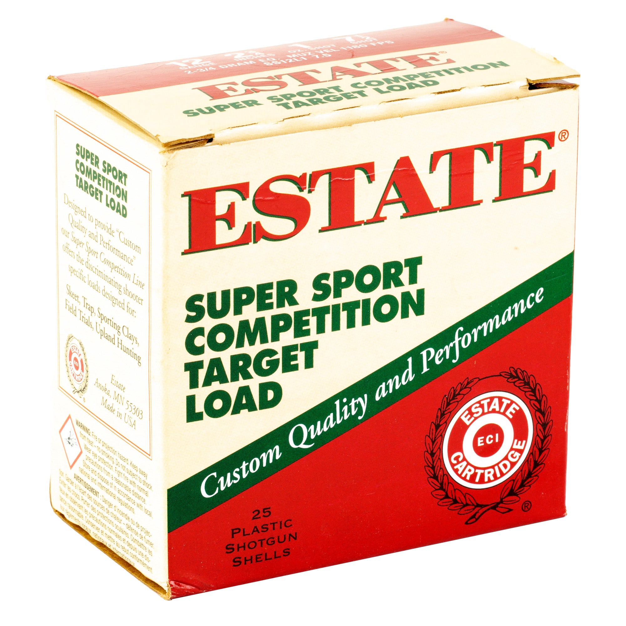 Federal Estate 12 Gauge 2 3/4 Inch Shotgun Shells – 1 oz #7.5 Shots, 25 Rounds per Box
