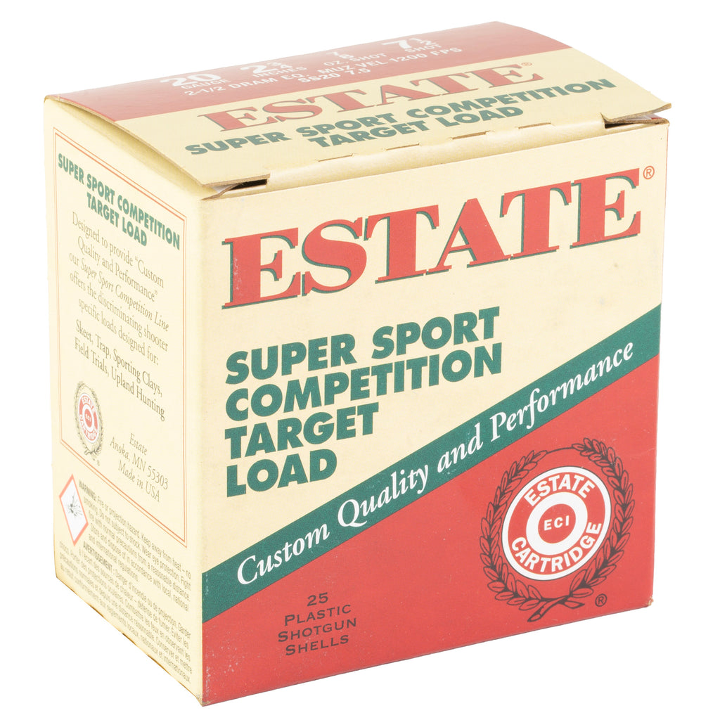 Federal Estate 20 Gauge Shotgun Shells – 2 3/4 Inch, 7/8 Oz #7.5 Shots, 25 Rounds per Box