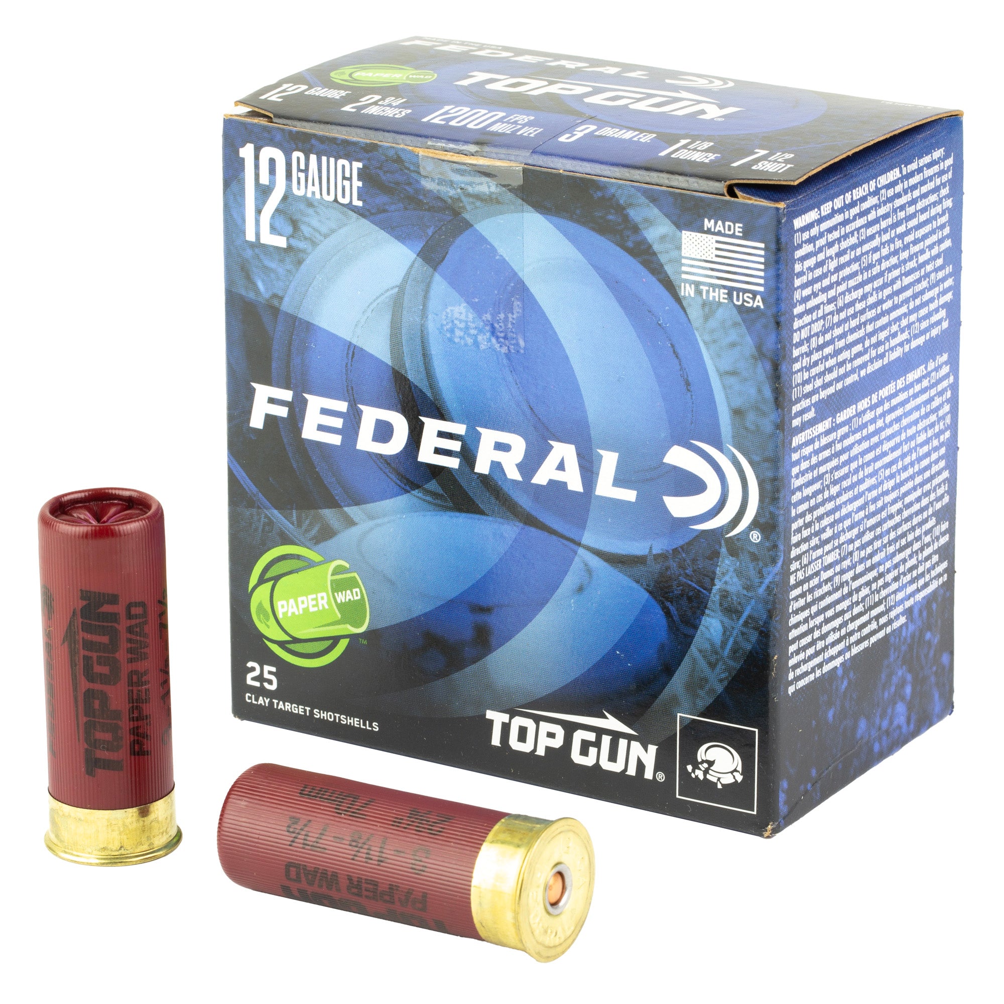 Federal Top Gun 12 Gauge 2.75 inch #7.5 Shot - 1 1/8 oz Partition Loads