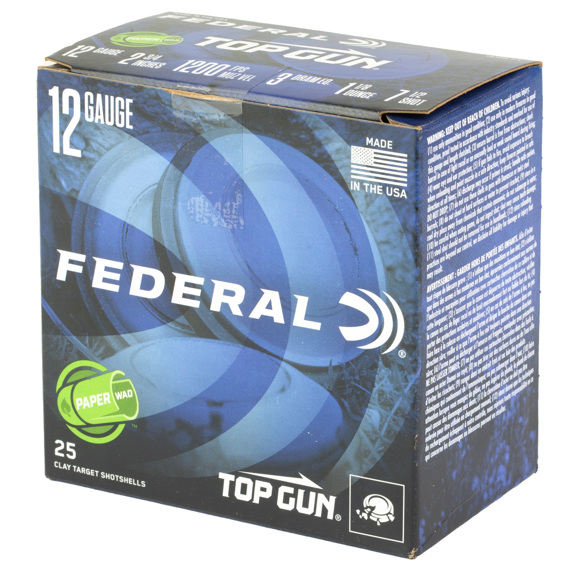 Federal Top Gun 12 Gauge 2.75 inch #7.5 Shot - 1 1/8 oz Partition Loads