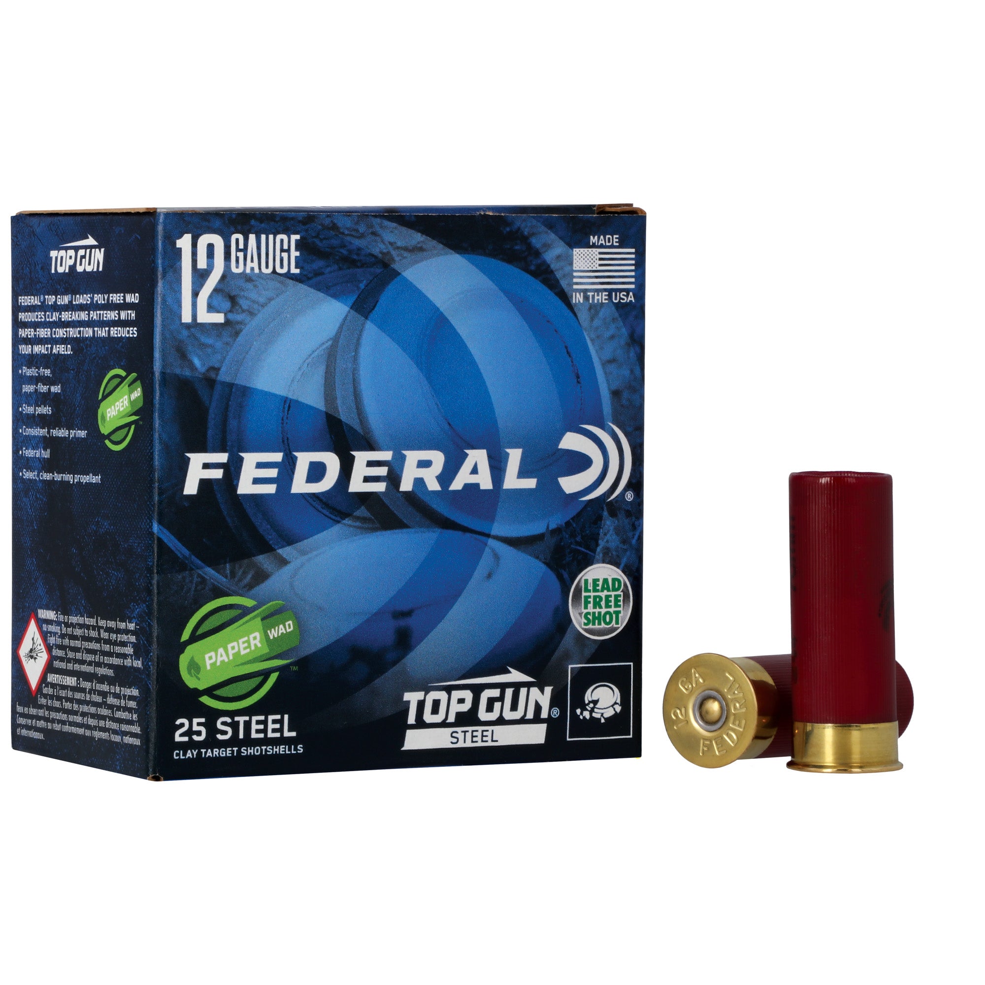 Federal Top Gun 12 Gauge Steel Shot Ammunition, 1 oz, #7.5, 25 Rounds per Box