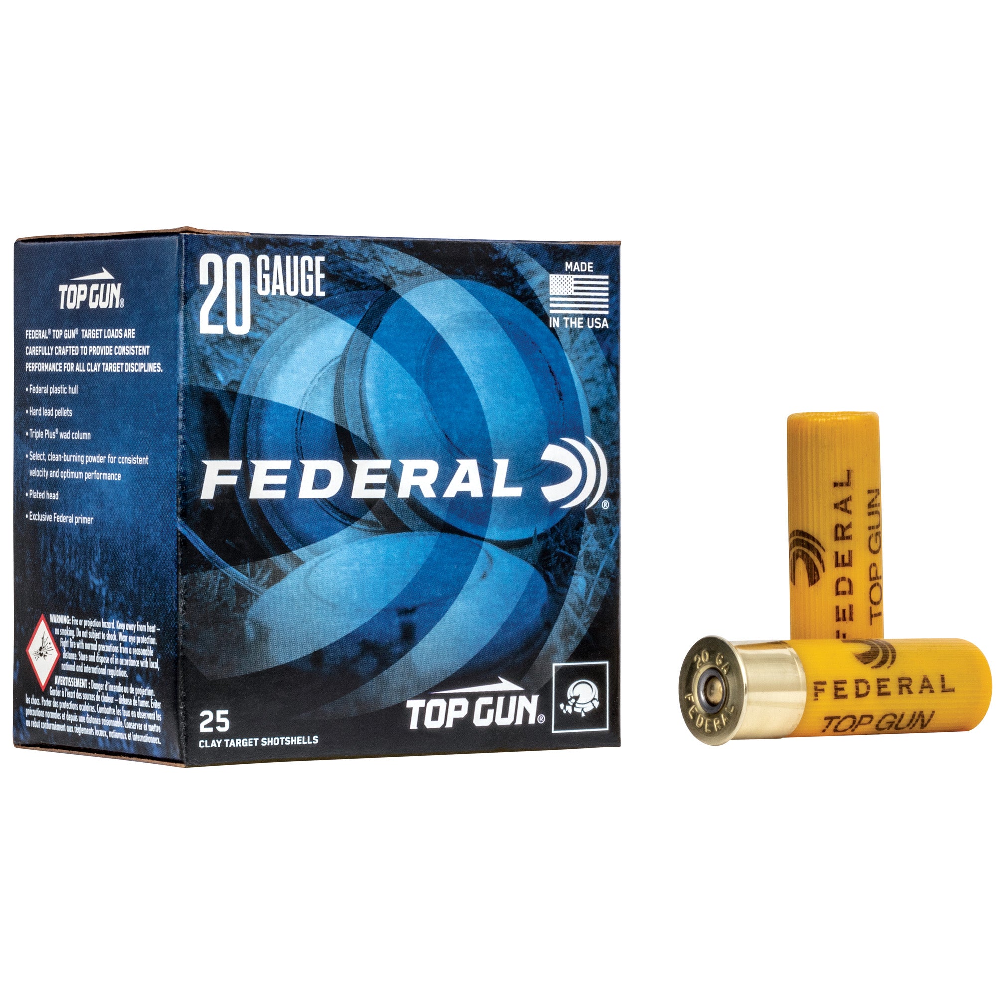 Federal Top Gun 20 Gauge 2.75 inch #9 Shot - 7/8 oz, Partition Load for Clays and Hunting