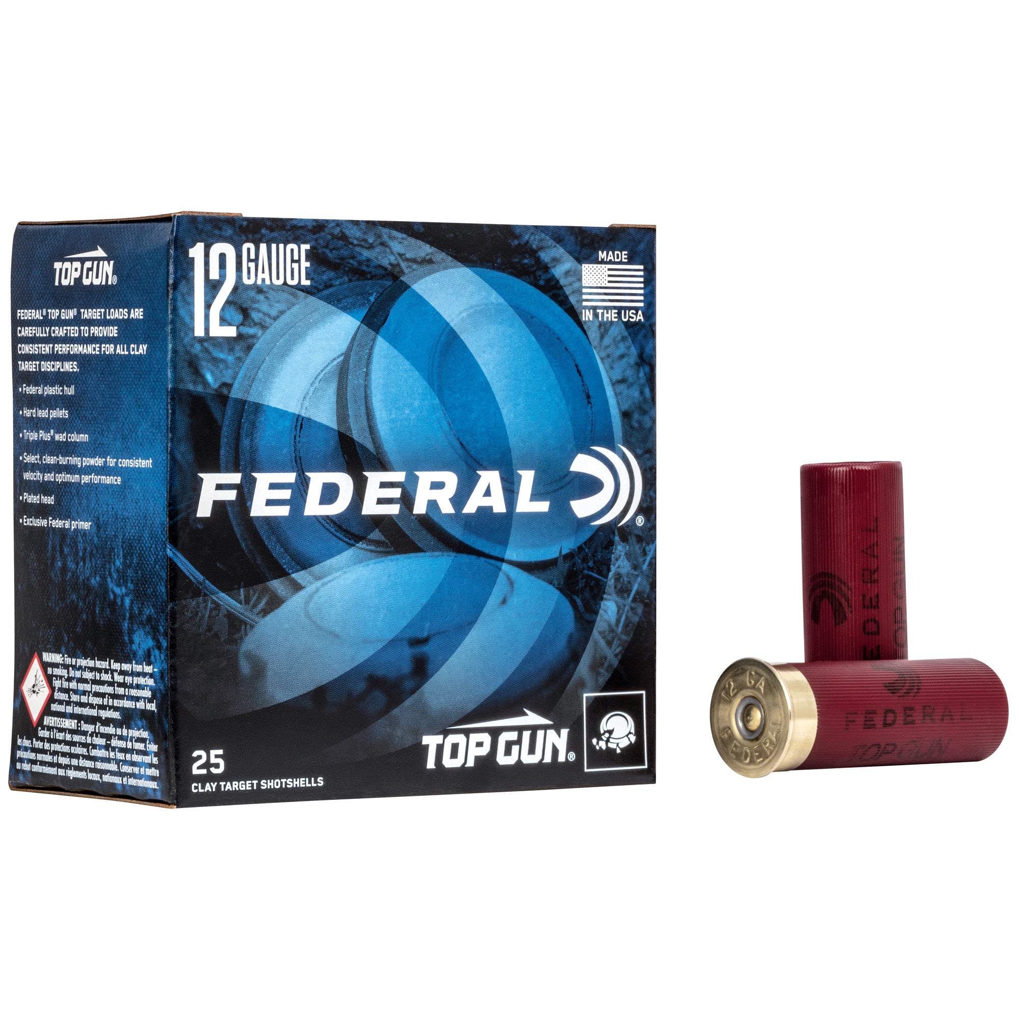 Federal Top Gun 12 Gauge 2.75 Inch #8 Shot Shells – 1 1/8 Ounce, Partition Load, 25 per Box