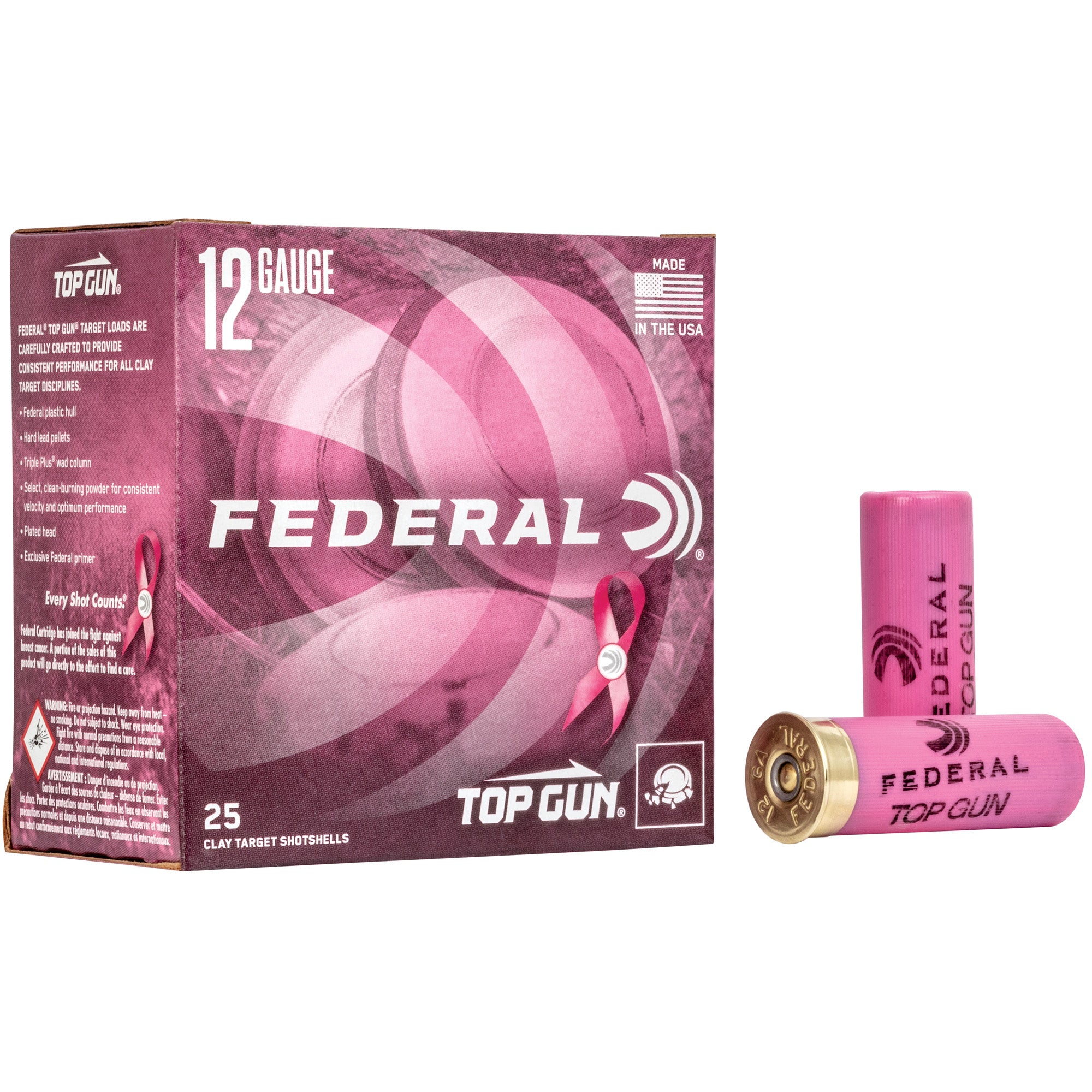Federal Top Gun 12 Gauge 2.75-inch #8 Shot Shells - 1 1/8 oz., Partition Load, 25 per Box