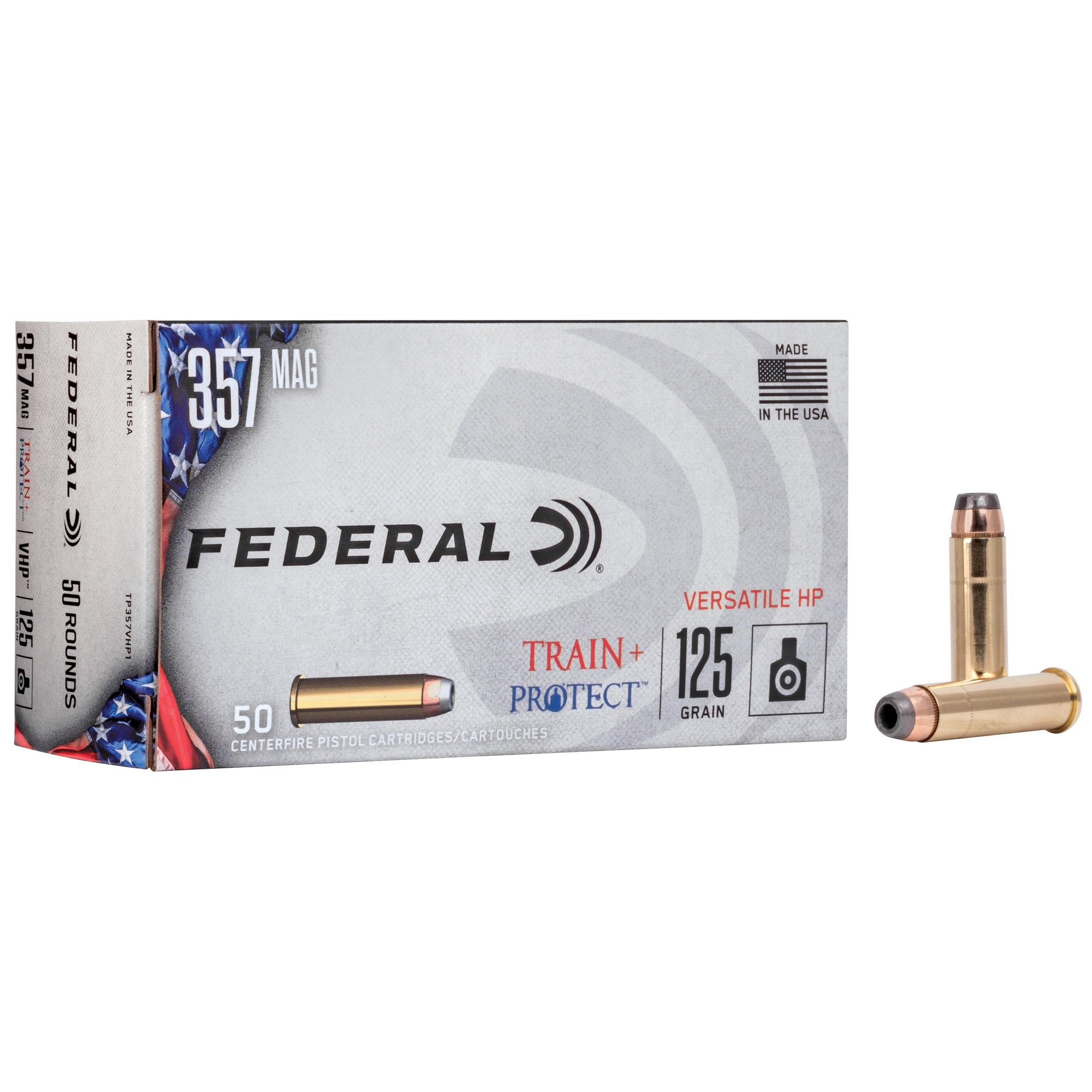 Federal Train & Protect .357 Magnum 125-Grain VHP Hollow Point Ammunition - Pack of 50 Rounds