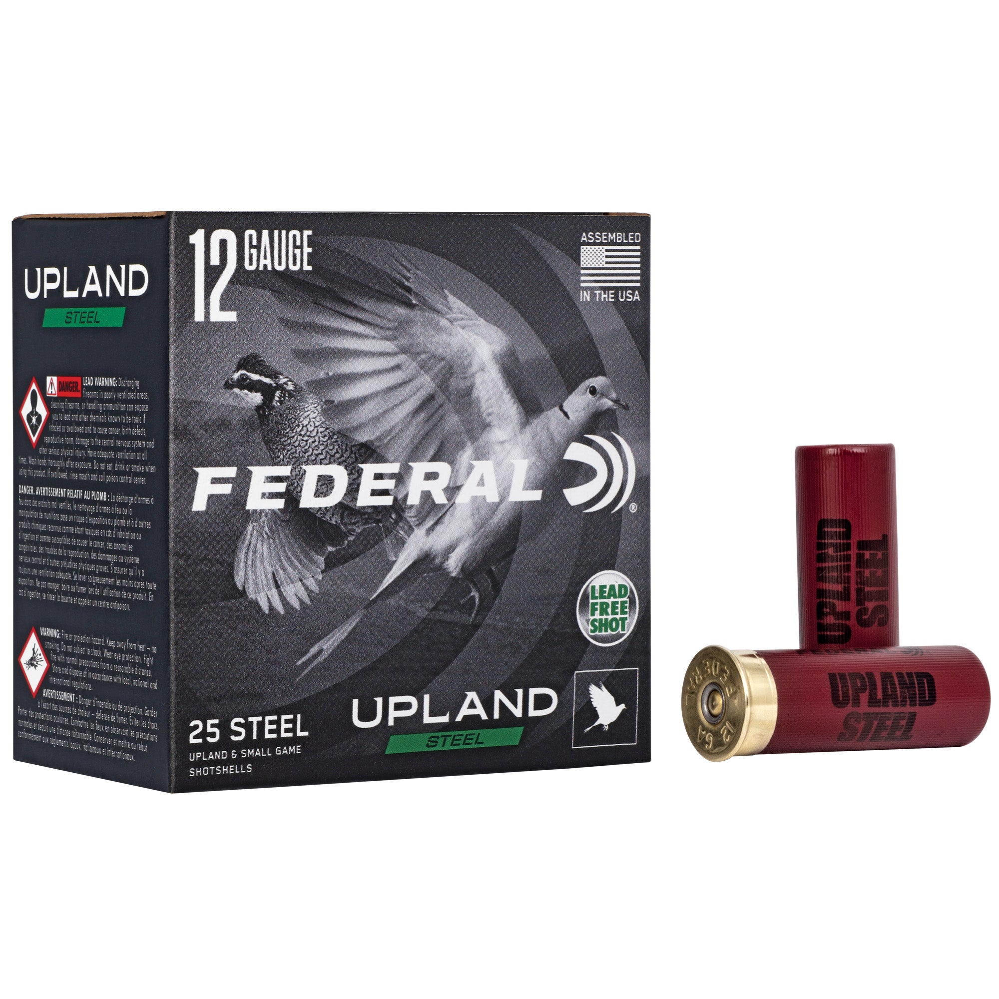Federal Upland Steel 12 Gauge Shotgun Ammo – 2.75 Inch, #7.5 Steel Shot, 1 Oz, 25 Rounds per Box