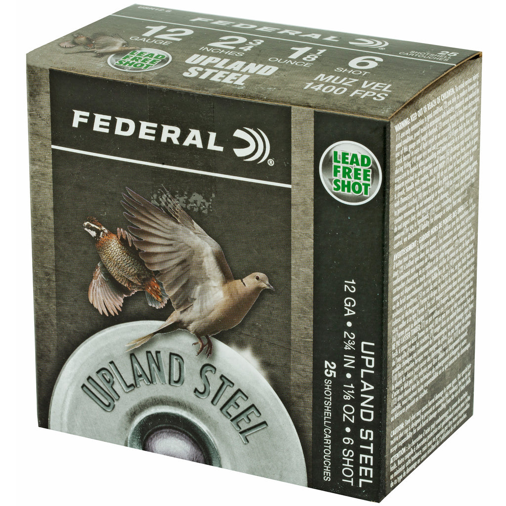 Federal Field & Range Steel 12 Gauge 2 3/4 inch #6 Steel Shot – 1 1/8 oz, 25 Rounds per Box