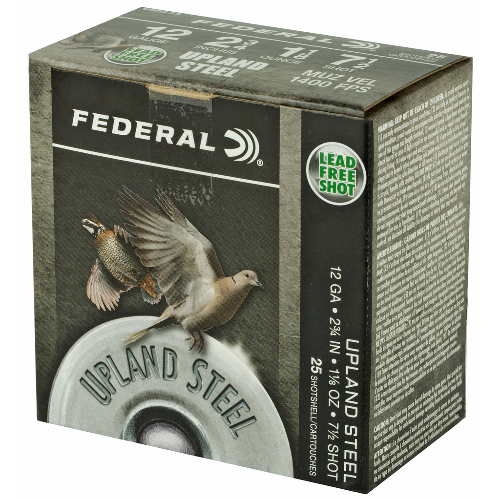 Federal Upland Steel 12 Gauge #7.5 Shot - 1 1/8 oz, 25 Rounds per Box