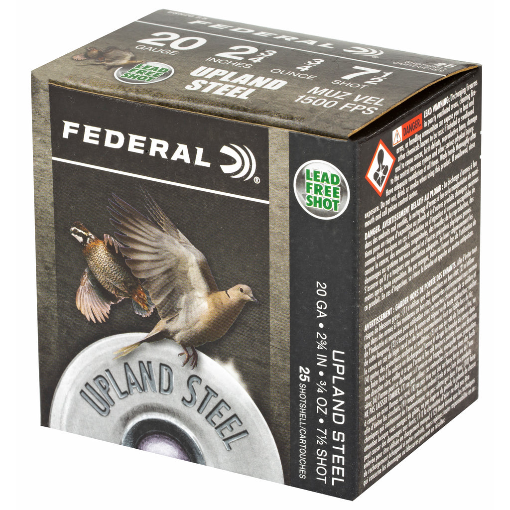Federal Upland Steel 20 Gauge 2.75 inch #7.5 Steel Shot Ammo - 7/8 oz, 25 Rounds