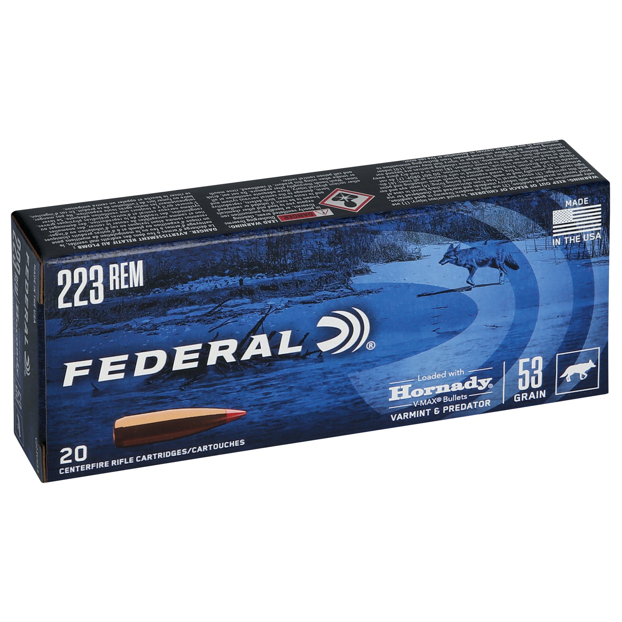 Federal Varmint & Predator .223 Remington 53 Grain V-Max Ammunition - 20 Rounds