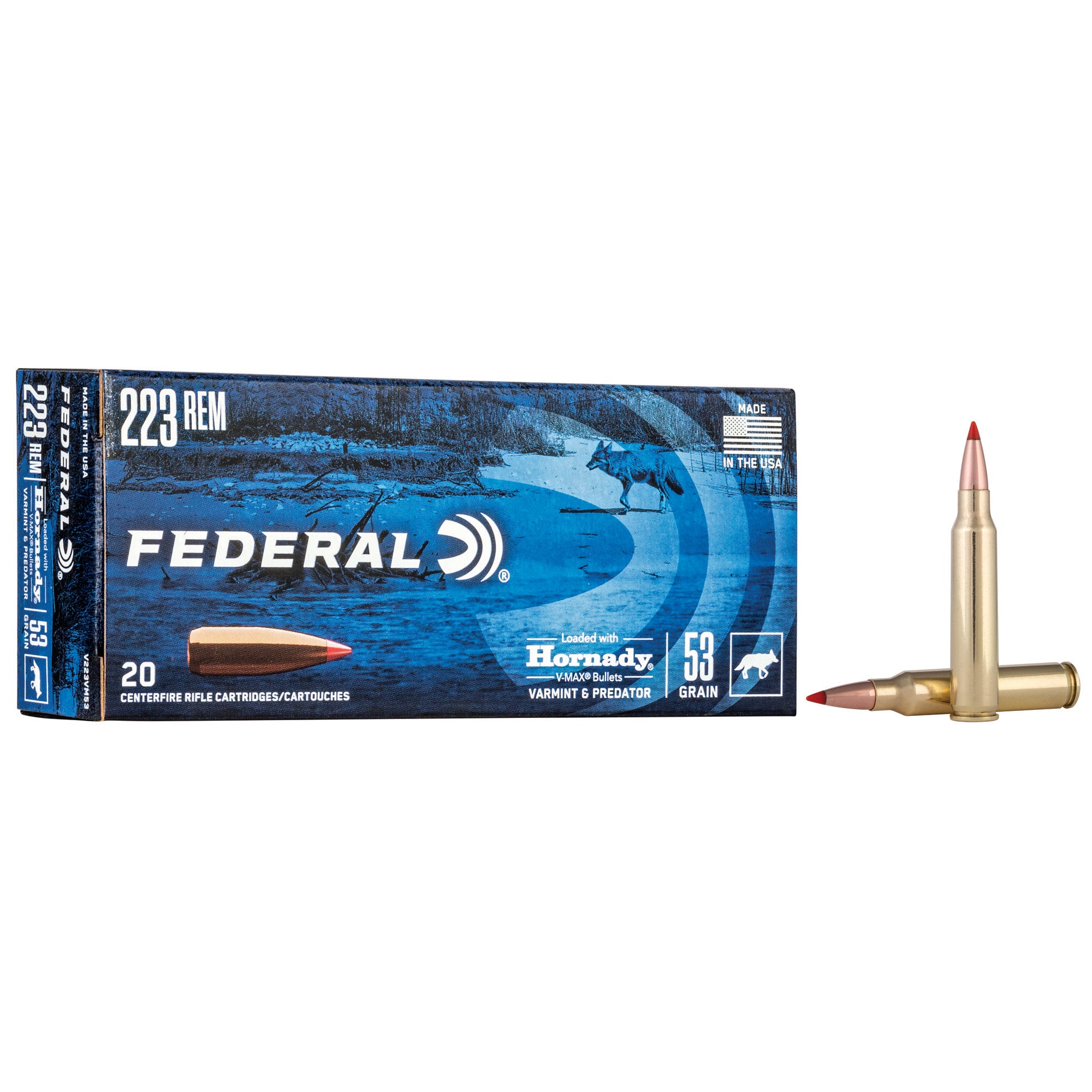 Federal Varmint & Predator .223 Remington 53 Grain V-Max Ammunition - 20 Rounds