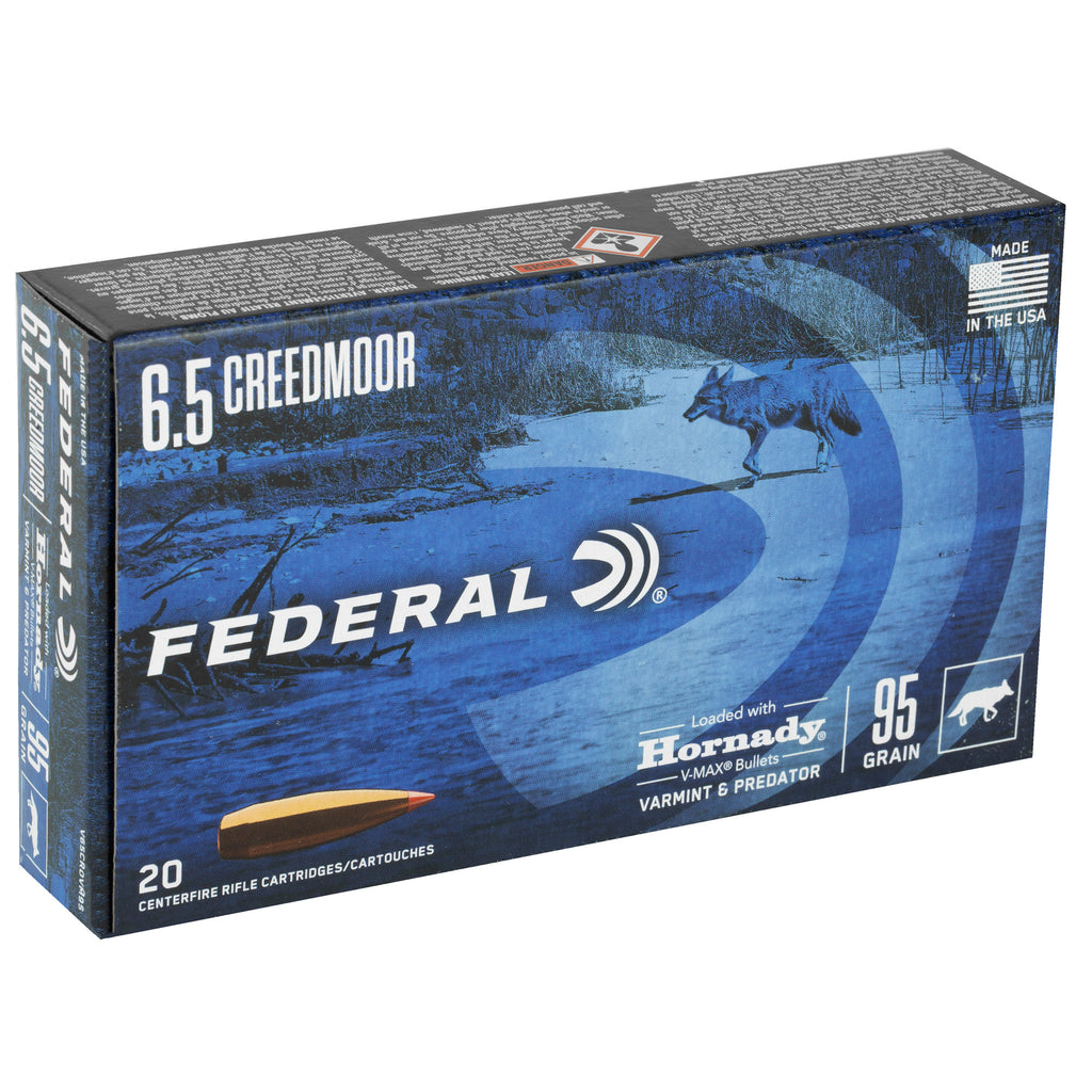 Federal Varmint & Predator 6.5 Creedmoor 95-Grain V-Max Ammunition, 20 Rounds