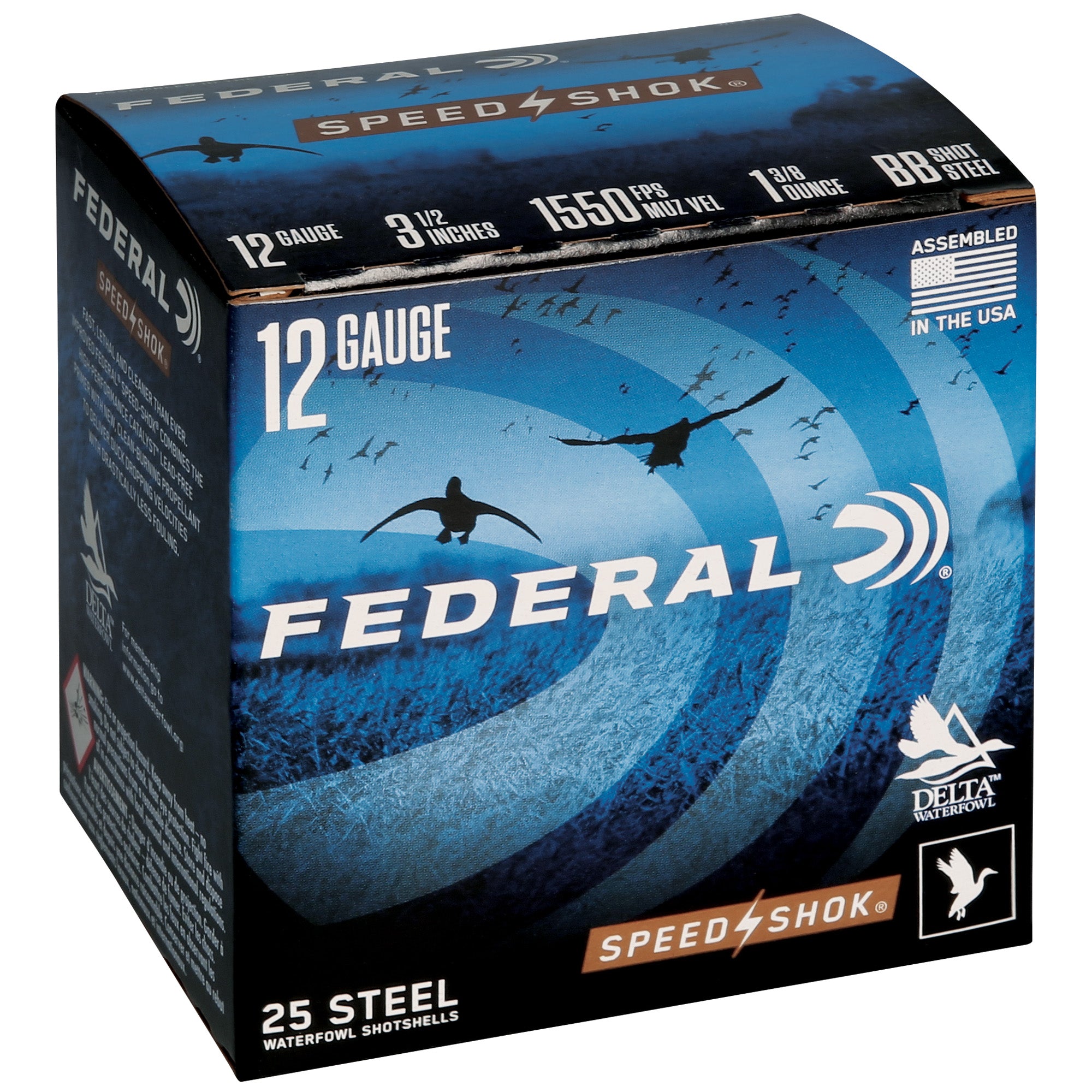 Federal Speed-Shok 12 Gauge 3.5-inch Steel Shot Buckshot, 1 3/8 oz, Box of 25
