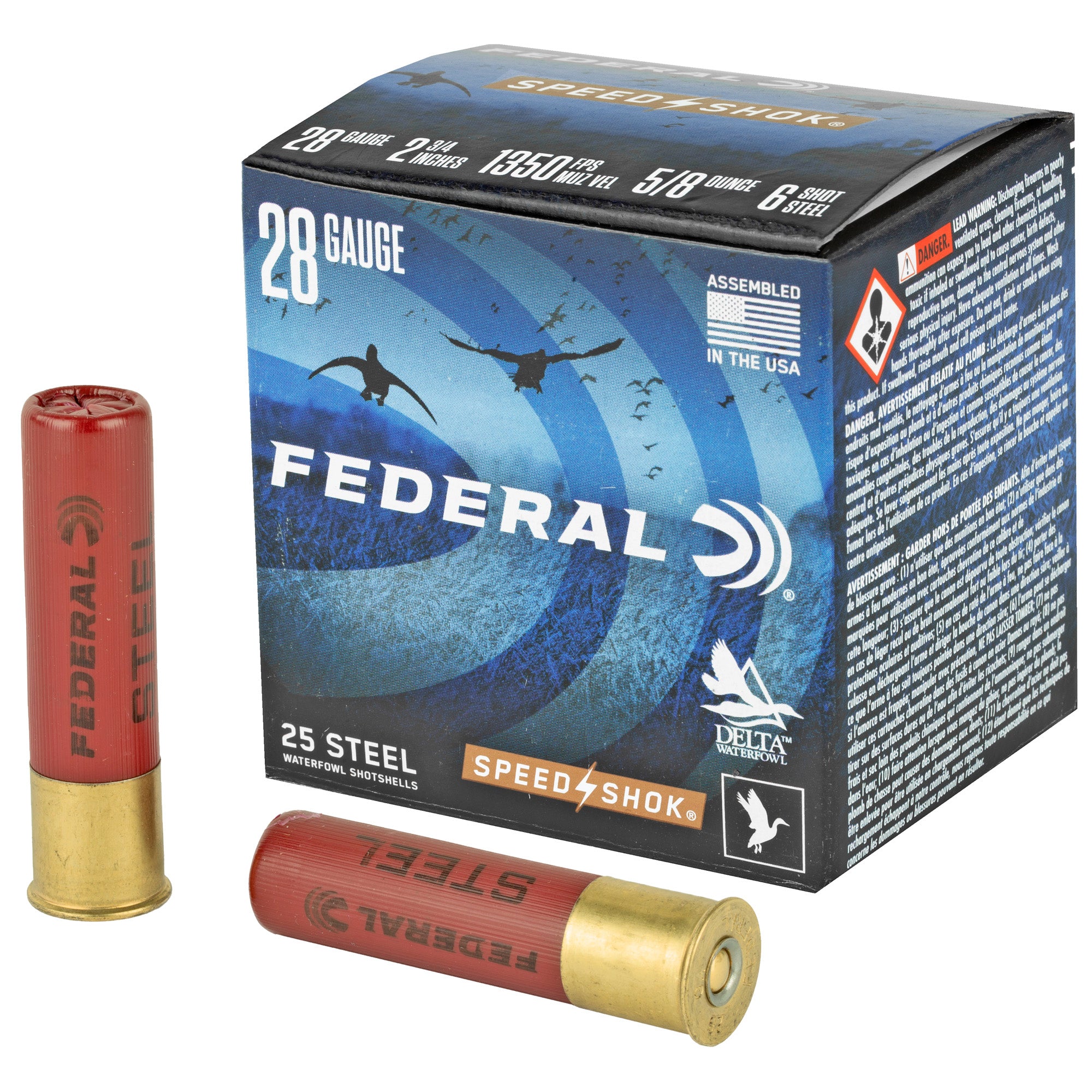 Federal Speed-Shok Steel 28 Gauge Shotshells - 2.75 inch, #6 Steel Shot, 25 Rounds per Box