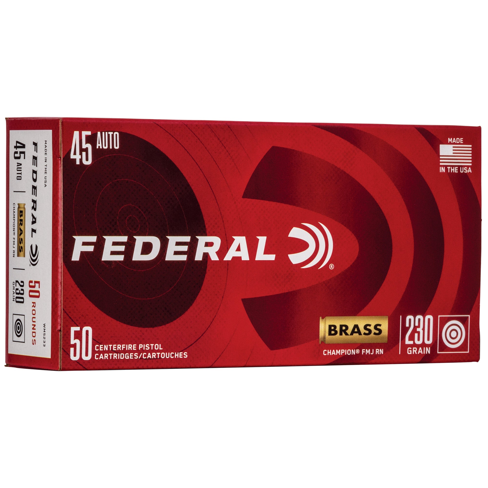 Federal Champion .45 ACP 230-Grain Full Metal Jacket Handgun Ammunition (50 Rounds)