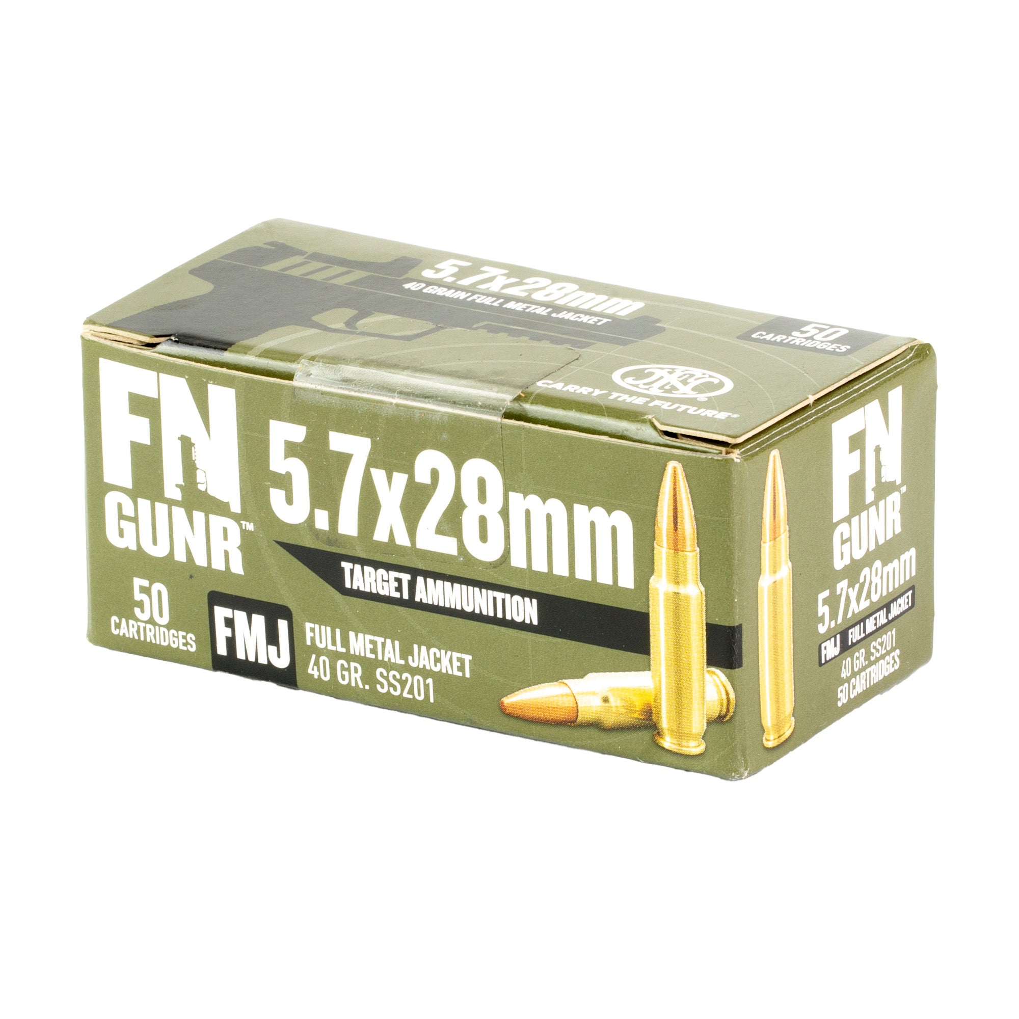FN America GUNR 5.7x28mm Training Rounds - 40 Grain Full Metal Jacket, 50 Rounds per Box