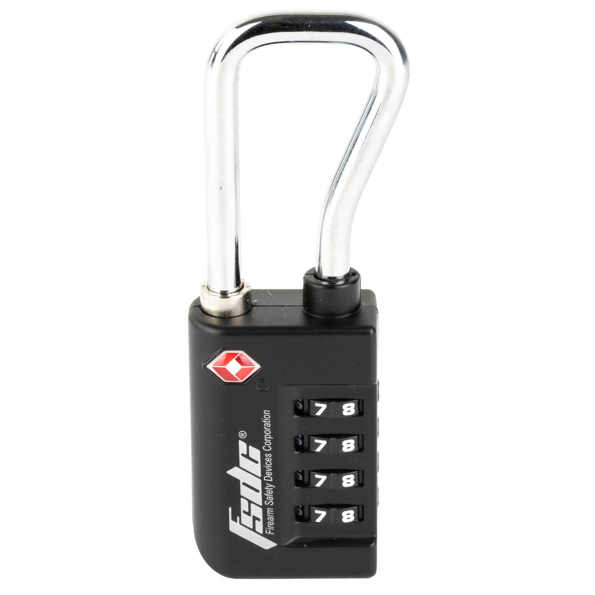 Firearm Safety Devices Corporation FSDC Resettable 4-Dial TSA Combination Lock with Steel Shank – Black