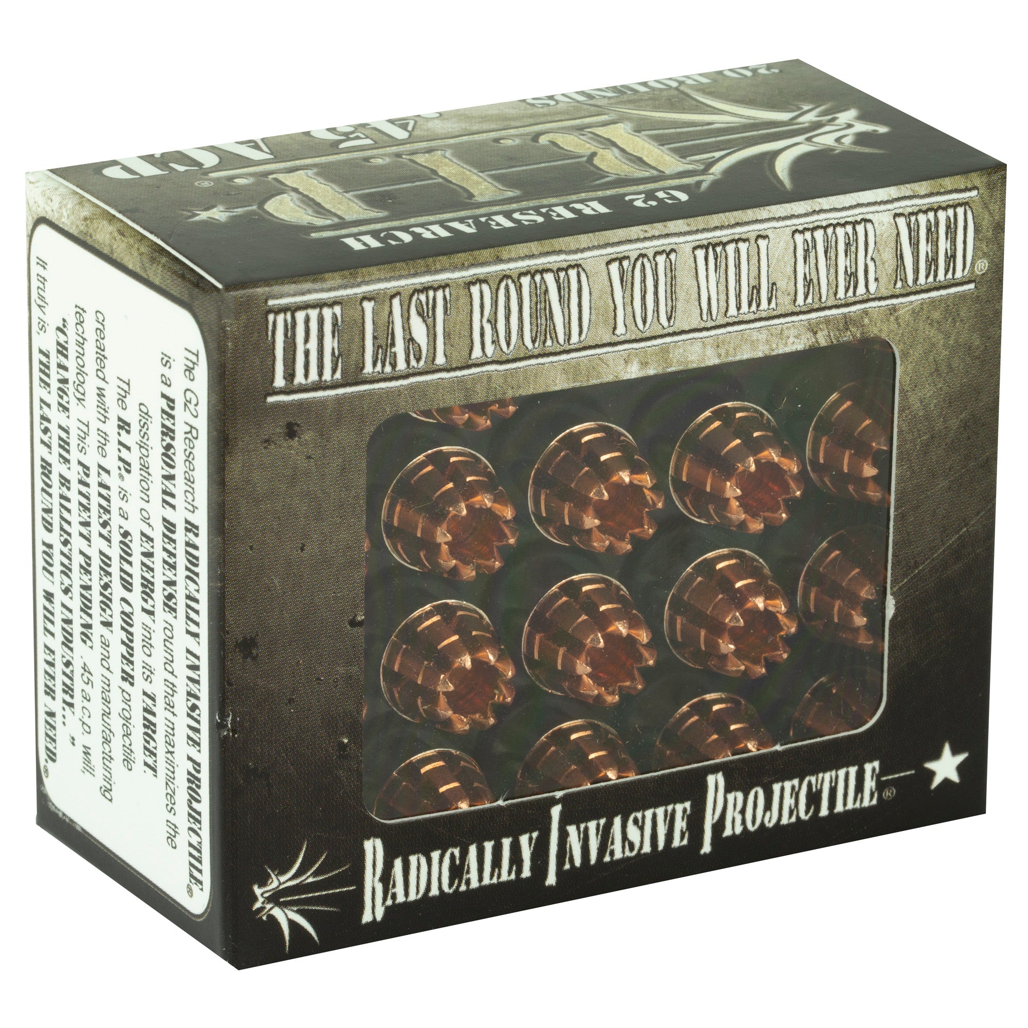 G2 Research G2R RIP 45 ACP 162 Grain Copper Ammunition - 20 Rds/Box, 500 Rds/Case