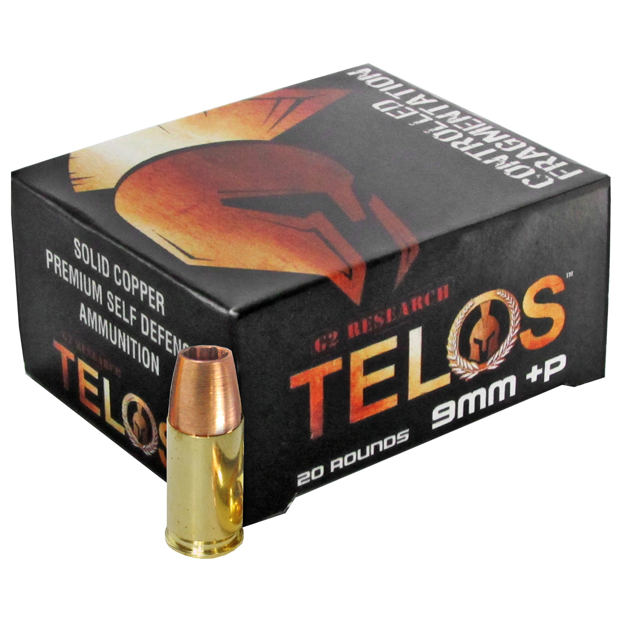 G2 Research Telos 9mm +P 92-Grain Copper Hollow Point Ammunition - 20 Rounds per Box, 500 per Case