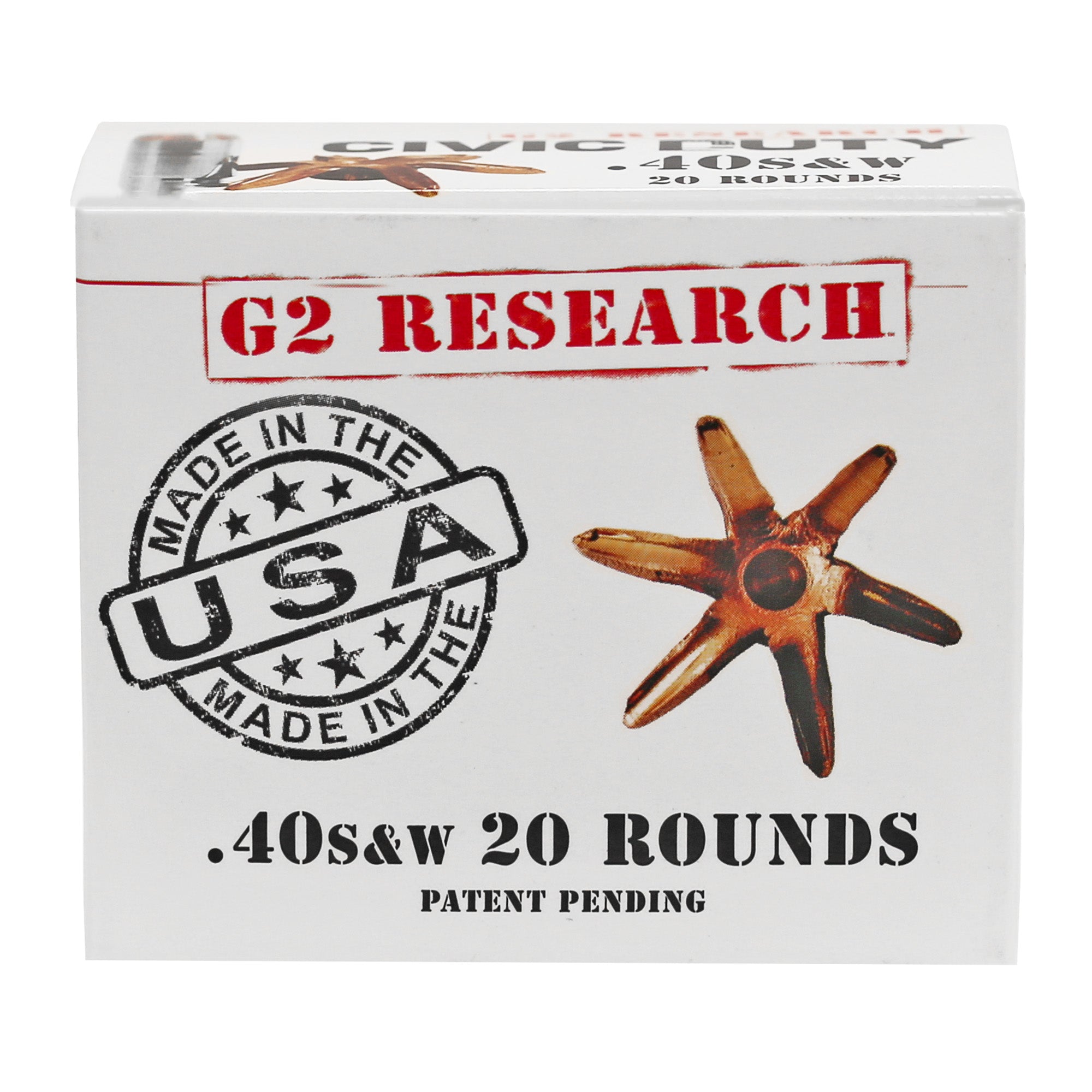 G2 Research Civic Duty 40 S&W 122-Grain Copper Self-Defense Ammunition (20/500 Box)