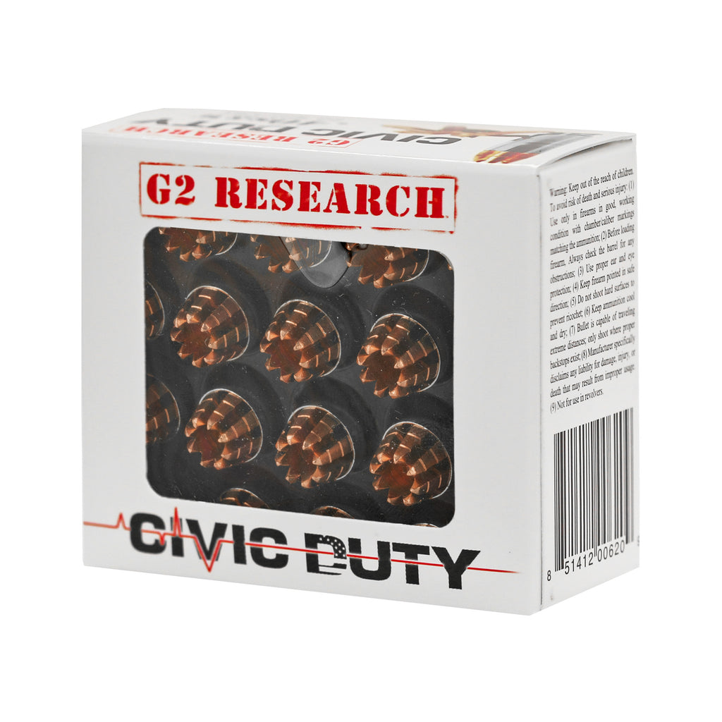 G2 Research Civic Duty 40 S&W 122-Grain Copper Self-Defense Ammunition (20/500 Box)