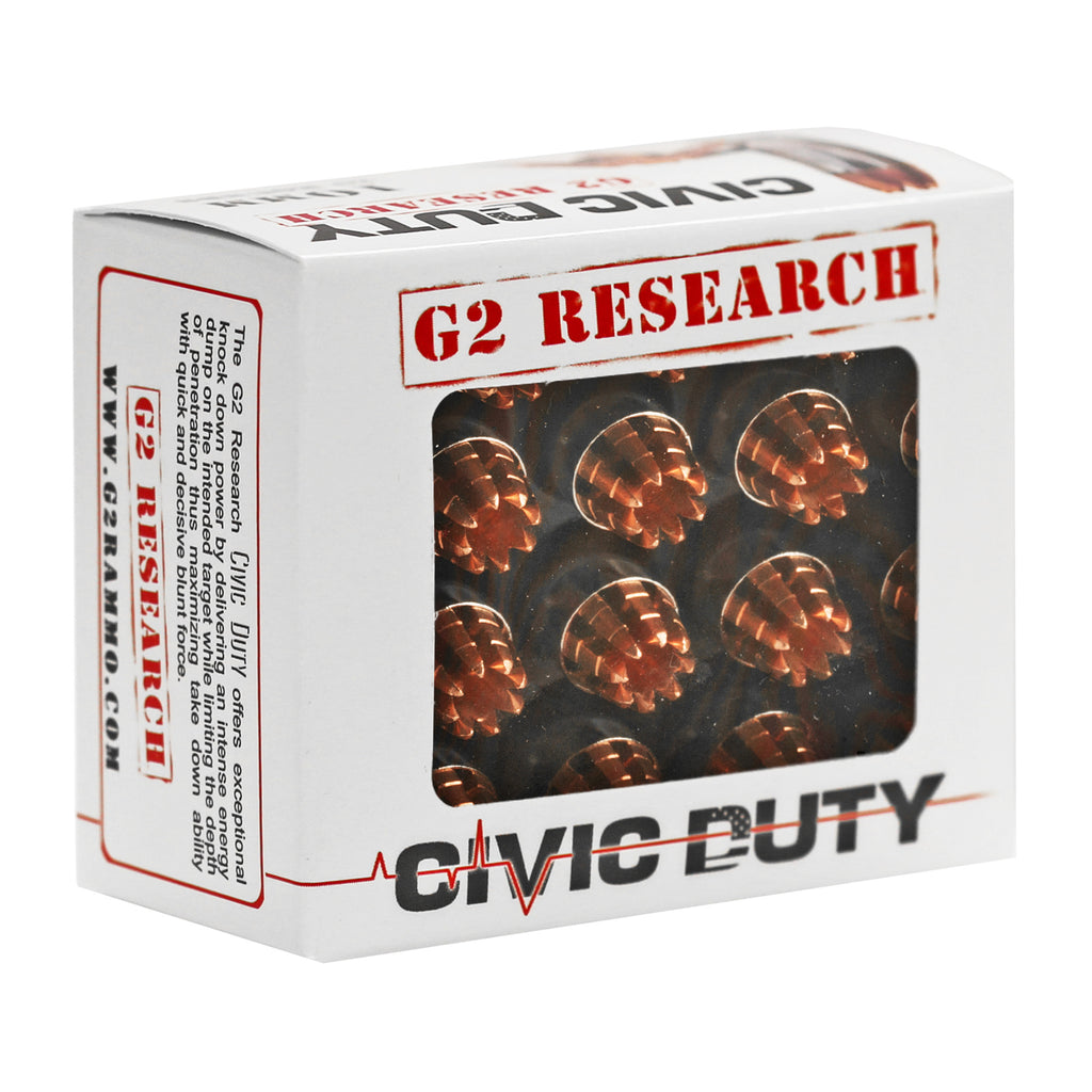 G2 Research Civic Duty 10mm 122 Grain Copper Self-Defense Ammunition (20 Rounds per Box)