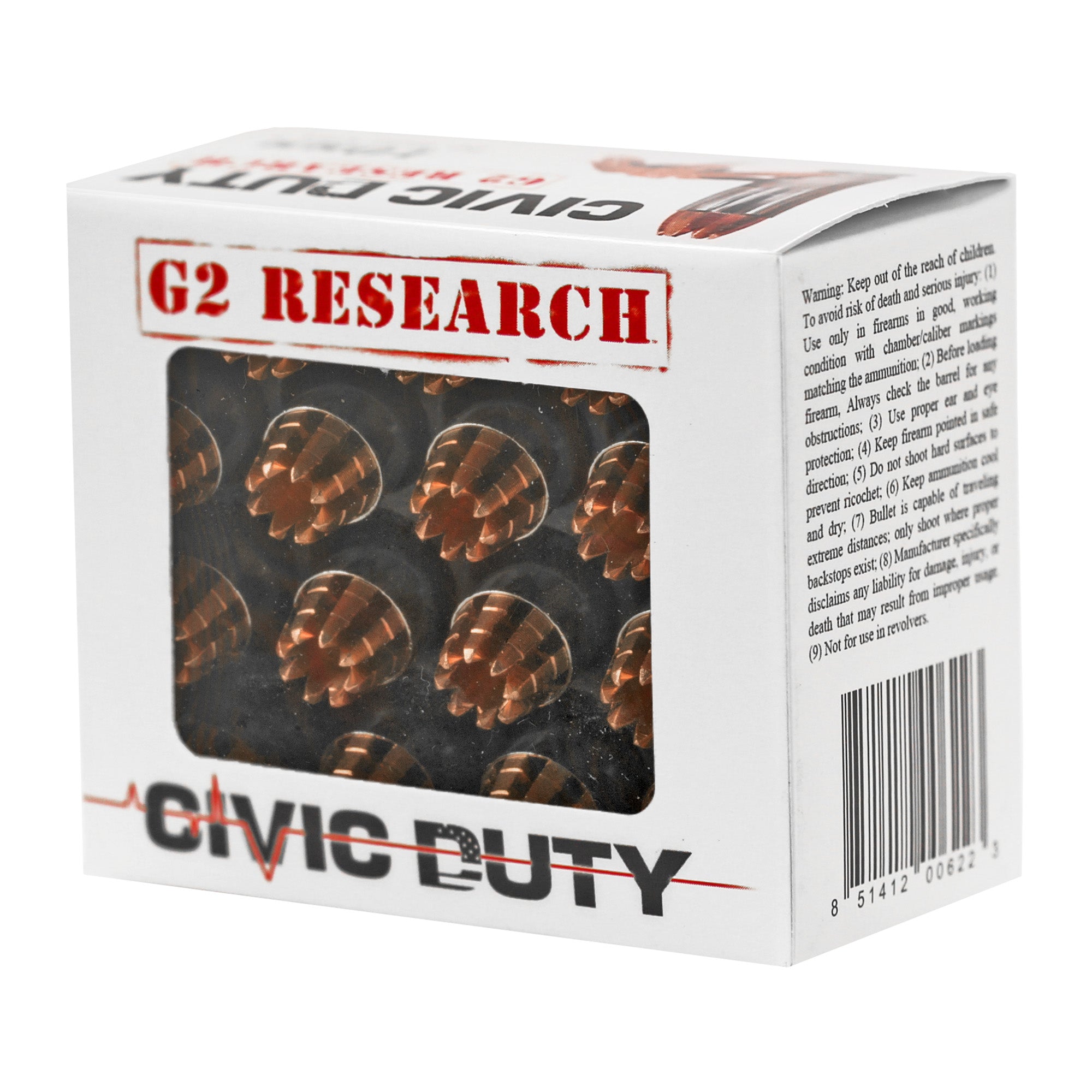 G2 Research Civic Duty 10mm 122 Grain Copper Self-Defense Ammunition (20 Rounds per Box)