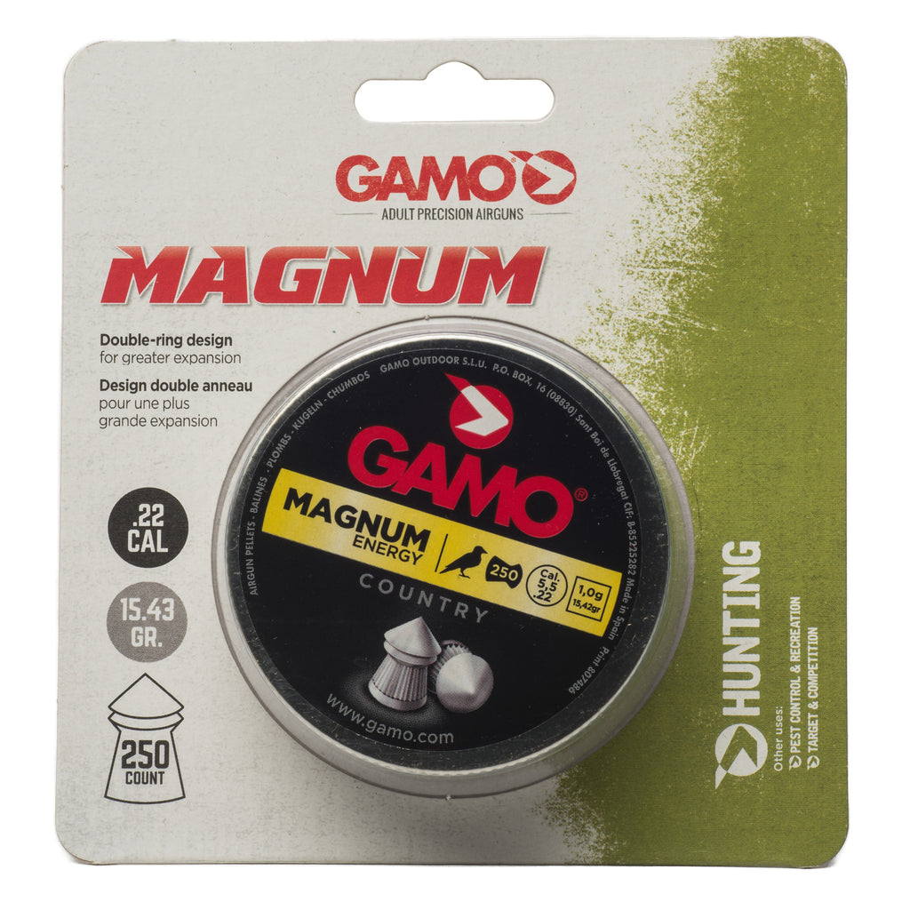 Gamo USA Magnum .22 Pellet Pellets – 250 Count Tin for Small Game and Plinking