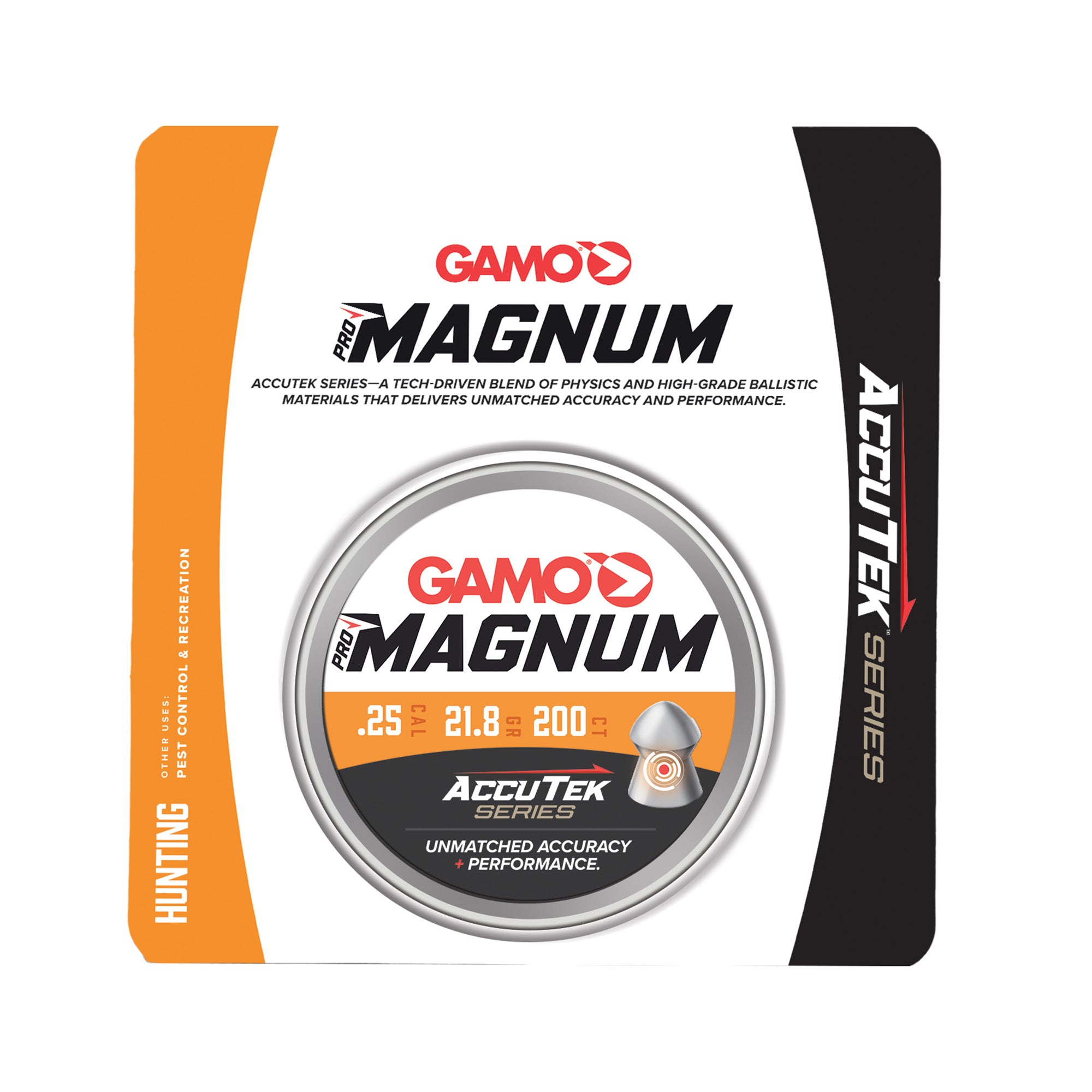 Gamo USA Accutek Pro Magnum .25 Caliber Pellets - 200 Count Tin