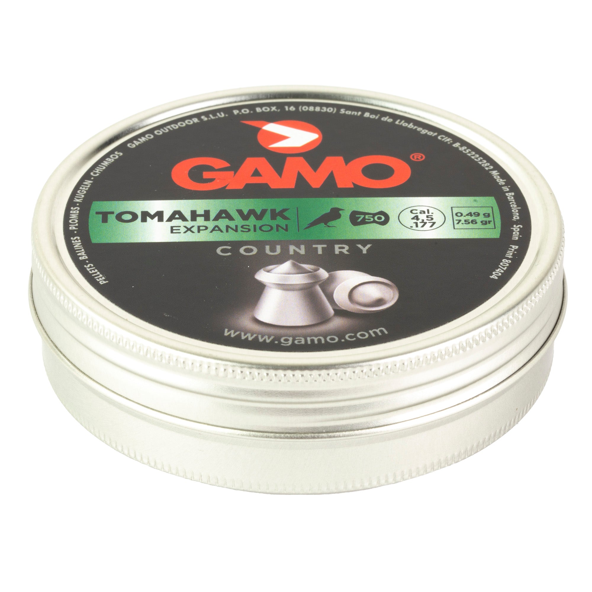 Gamo USA Tomahawk Pointed HP .177 Pellets - 750 Count Tin