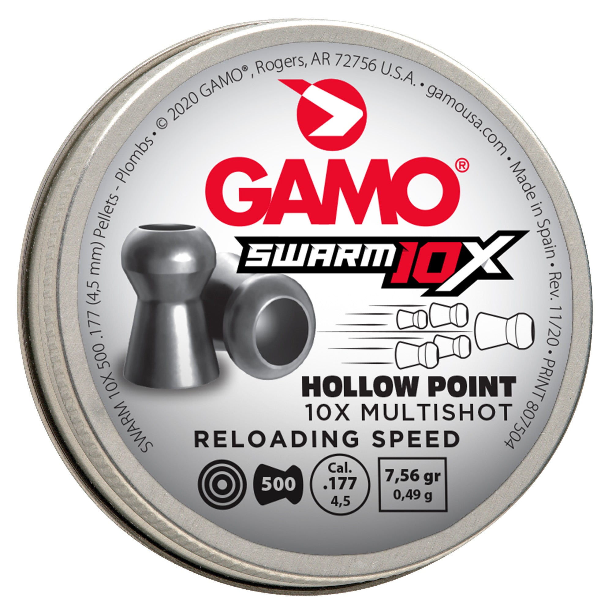Gamo USA Swarm 10X Hollow Point .177 Caliber Pellets - 500 Pack