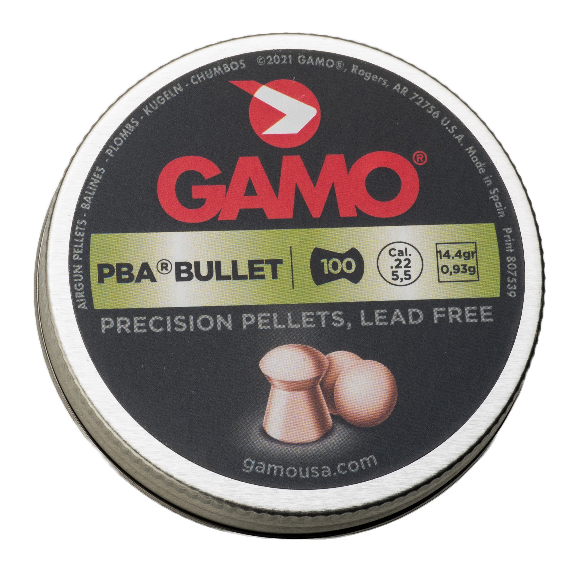 Gamo USA PBA Bullet Pellets .22 Caliber - 100 Count