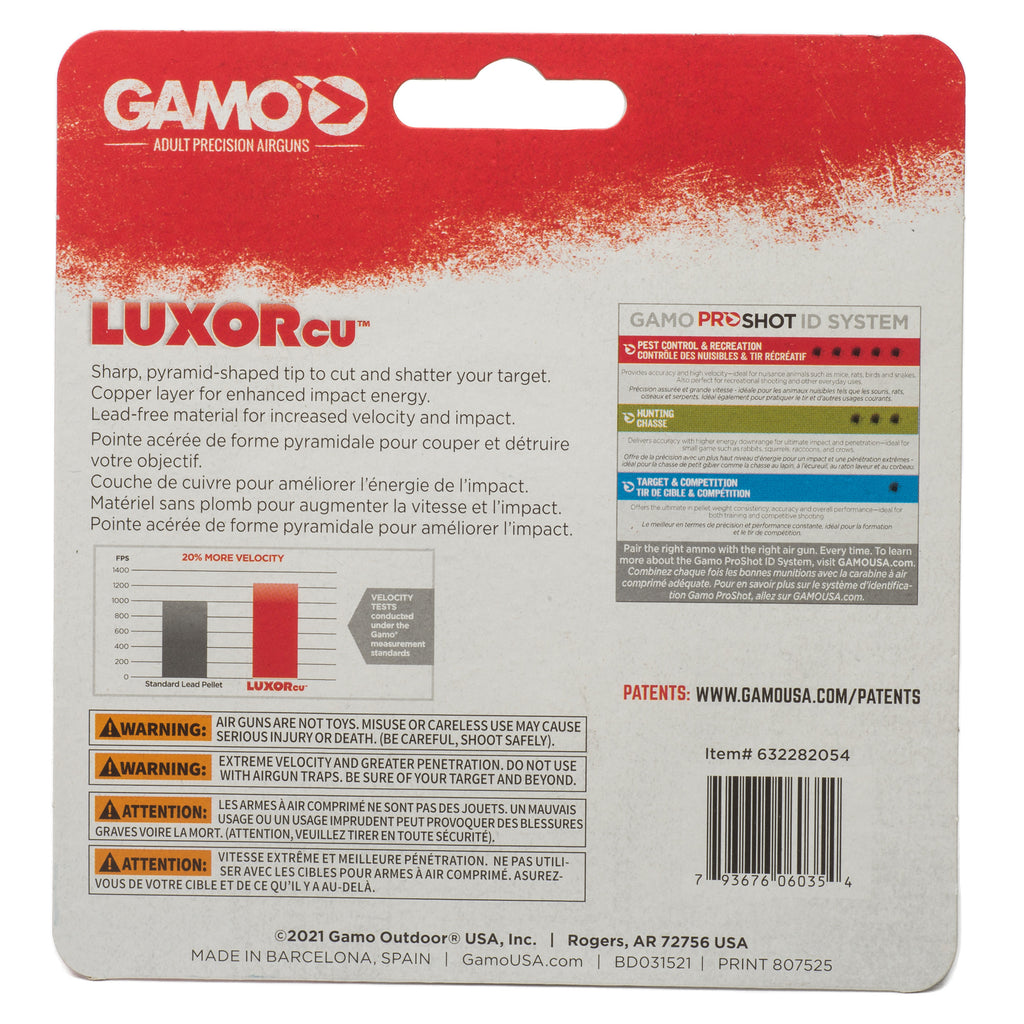 Gamo USA Luxor Cu .177 Pellet Pellets – Pyramid-shaped Tip for Precision Shooting, 250-Pack