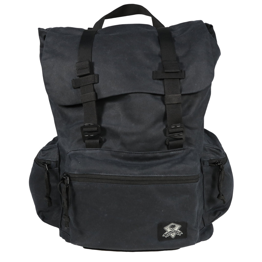 Grey Ghost Gear Drifter Backpack Black - Rugged Waxed Canvas with Multiple Storage Options
