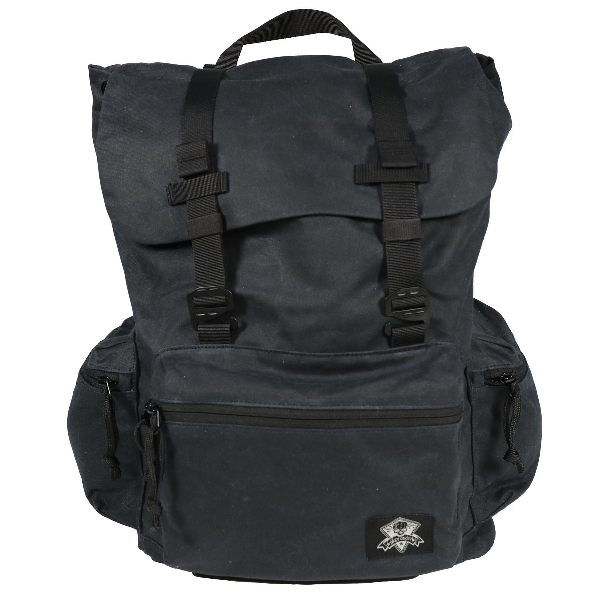 Grey Ghost Gear Drifter Backpack Black - Rugged Waxed Canvas with Multiple Storage Options