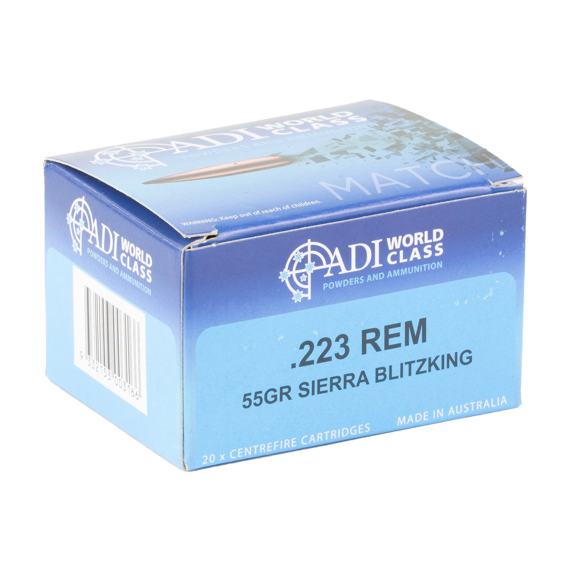 ADI World Class Ammunition 223 Remington 55 Grain Match Boat Tail