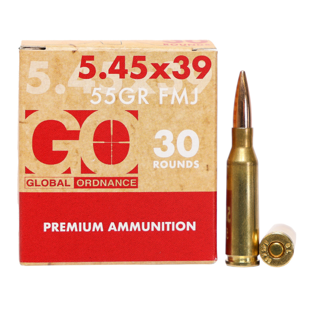 Global Ordnance GO 5.45x39mm 55GR FMJ Brass Ammunition - 30 Rounds Per Box, 1350 Rounds Per Case