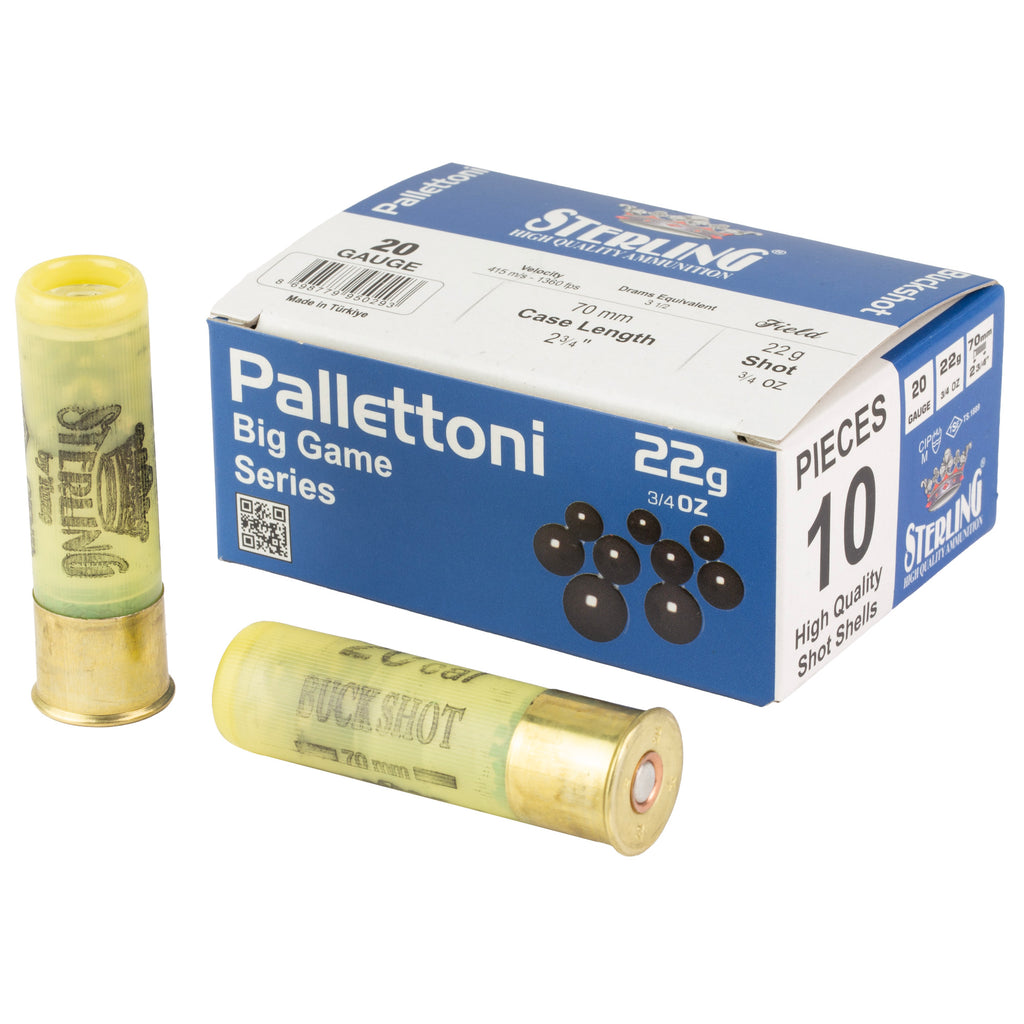 Sterling Big Game Series 20 Gauge 2.75-inch Buckshot Ammunition, 00 Buck - 10 Rounds per Box